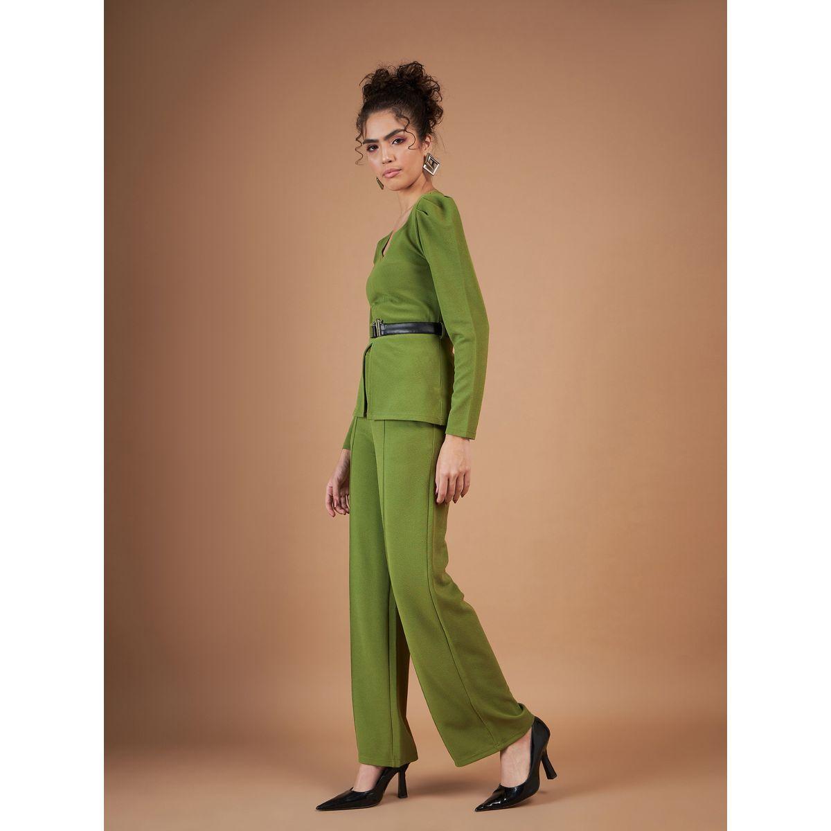 بنطال بقصة مستقيمة مع بلوزة بيبلوم برباط خصر ساسافراس × ستايلي-women-clothing-coordsets-image-3