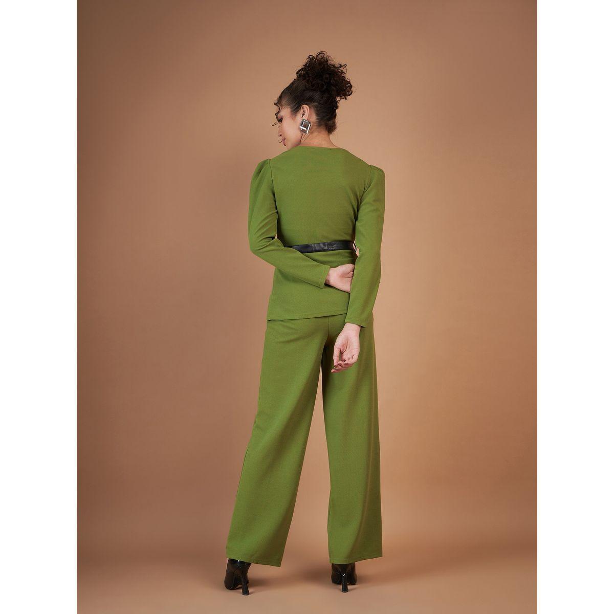 بنطال بقصة مستقيمة مع بلوزة بيبلوم برباط خصر ساسافراس × ستايلي-women-clothing-coordsets-image-6