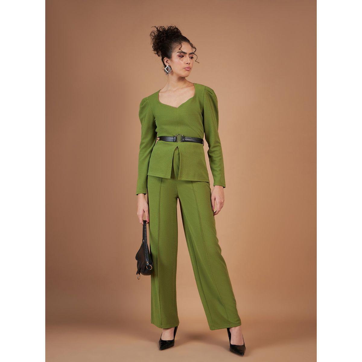 بنطال بقصة مستقيمة مع بلوزة بيبلوم برباط خصر ساسافراس × ستايلي-women-clothing-coordsets-image-7