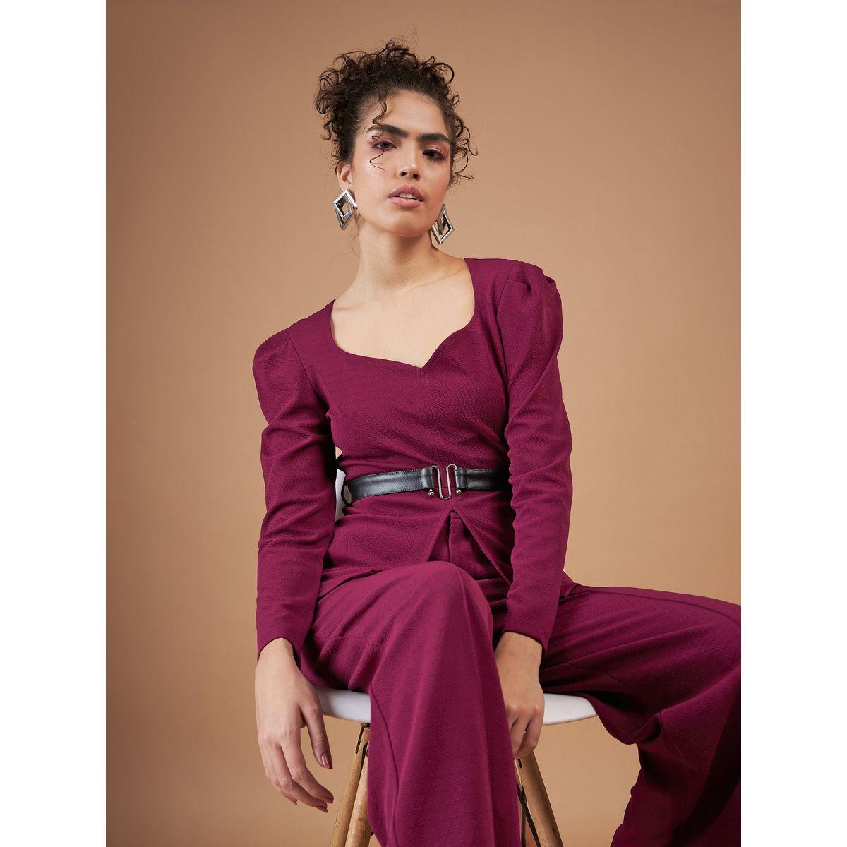 Sassafras X Styli  Belted Peplum Top & Pintuck Straight Pants Co-Ord-women-clothing-coordsets-image-2