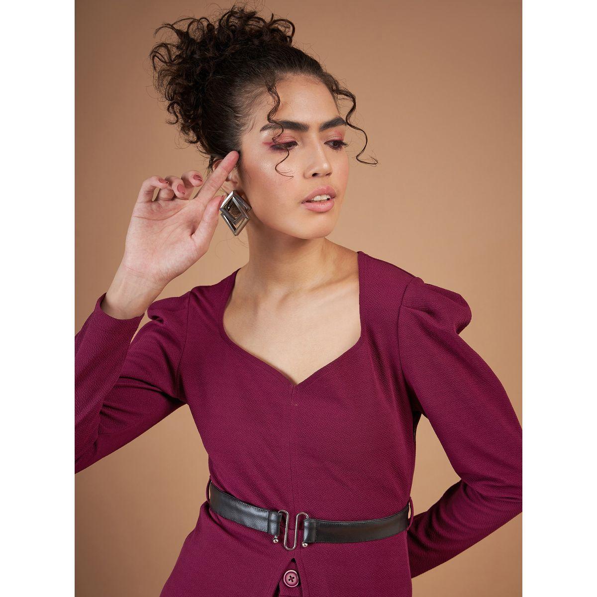 Sassafras X Styli  Belted Peplum Top & Pintuck Straight Pants Co-Ord-women-clothing-coordsets-image-4