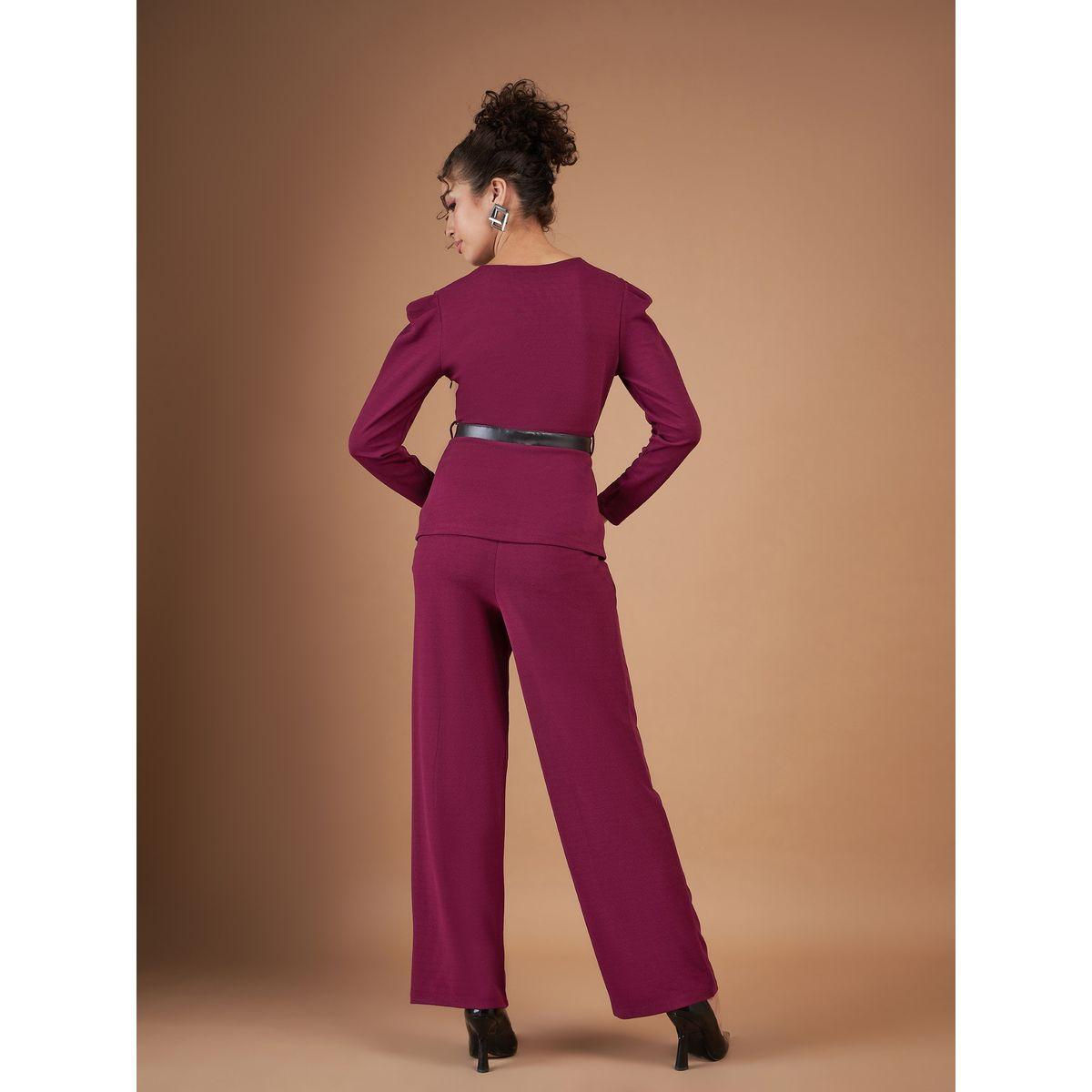 Sassafras X Styli  Belted Peplum Top & Pintuck Straight Pants Co-Ord-women-clothing-coordsets-image-6