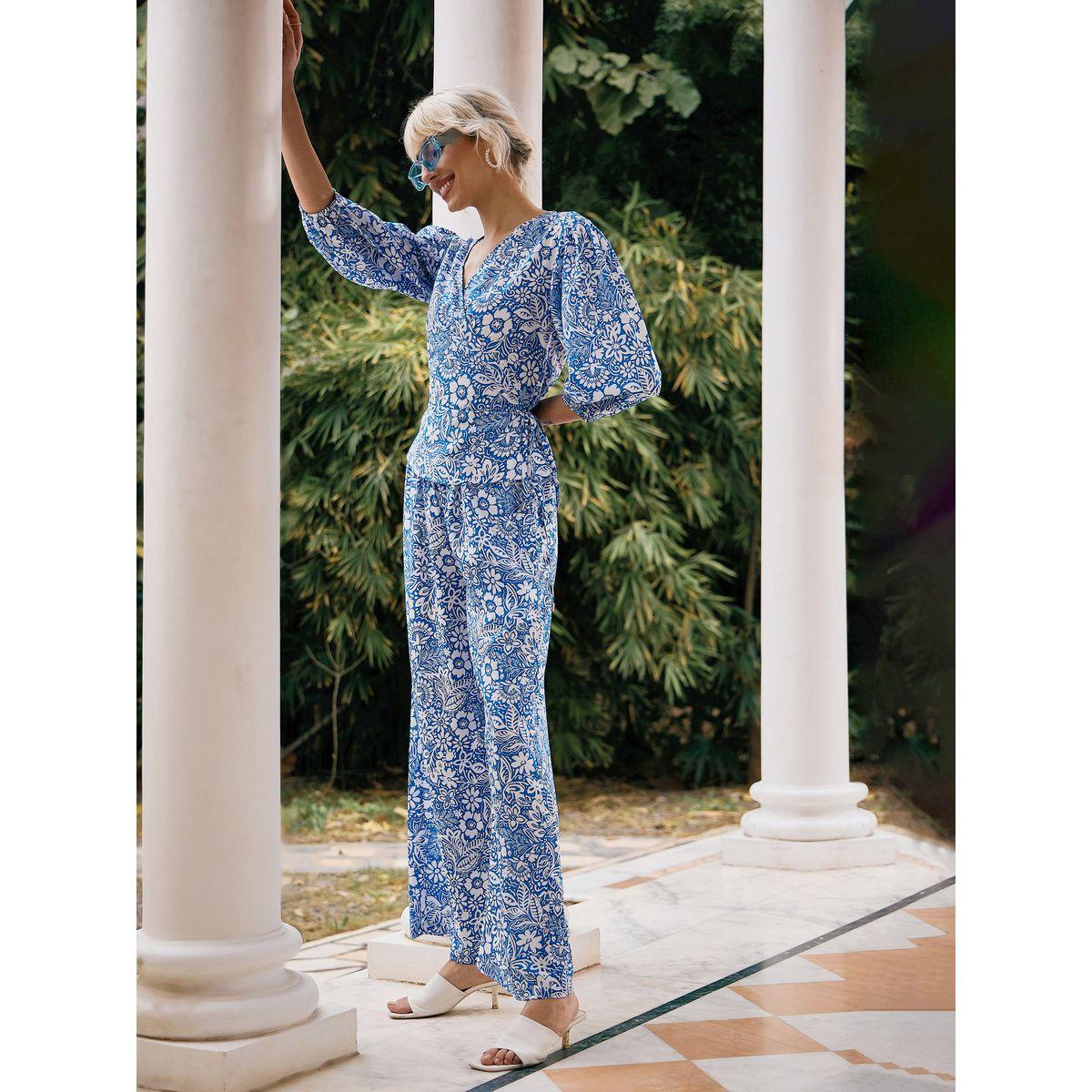 Sassafras X Styli  Floral Print Wrap Top & Palazzos Co-Ords-women-clothing-coordsets-image-3