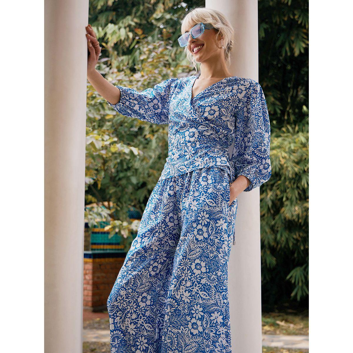 Sassafras X Styli  Floral Print Wrap Top & Palazzos Co-Ords-women-clothing-coordsets-image-6