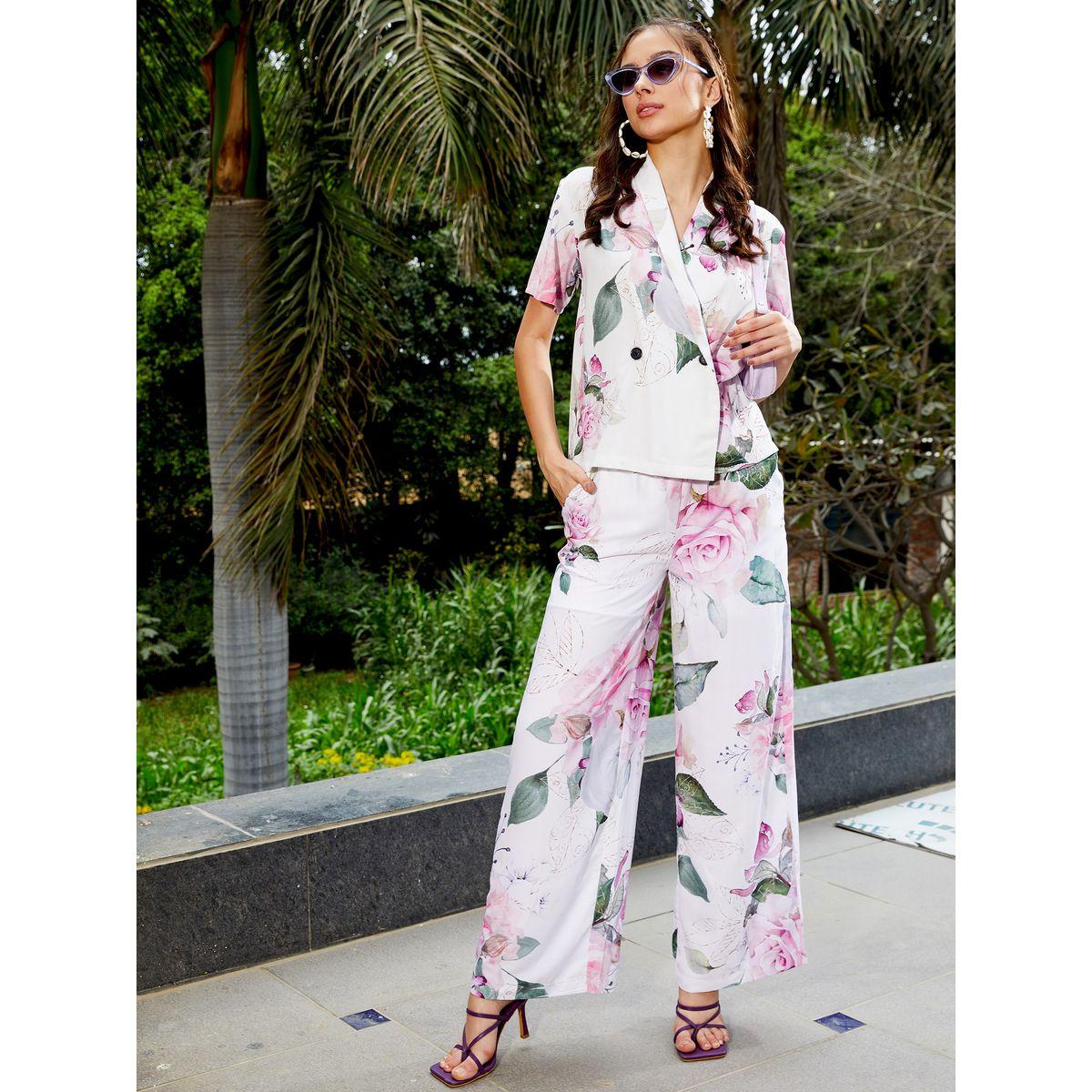 طقم منسق من بنطال مع بلوزة بنمط شال ساسافراس × ستايلي-women-clothing-coordsets-image-1