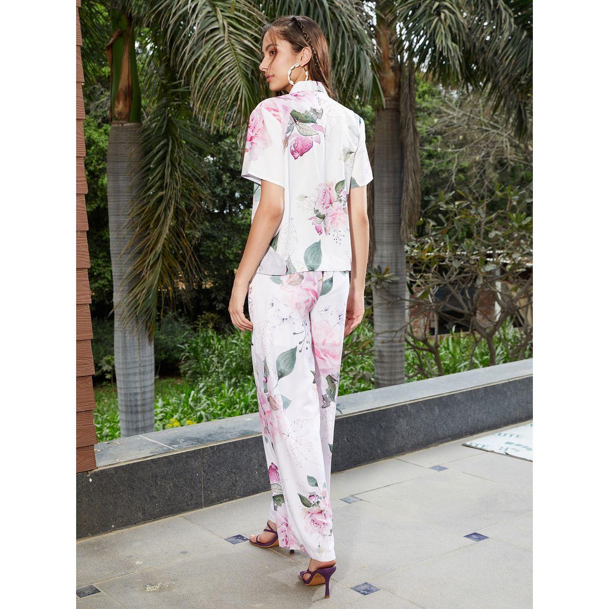 طقم منسق من بنطال مع بلوزة بنمط شال ساسافراس × ستايلي-women-clothing-coordsets-image-5