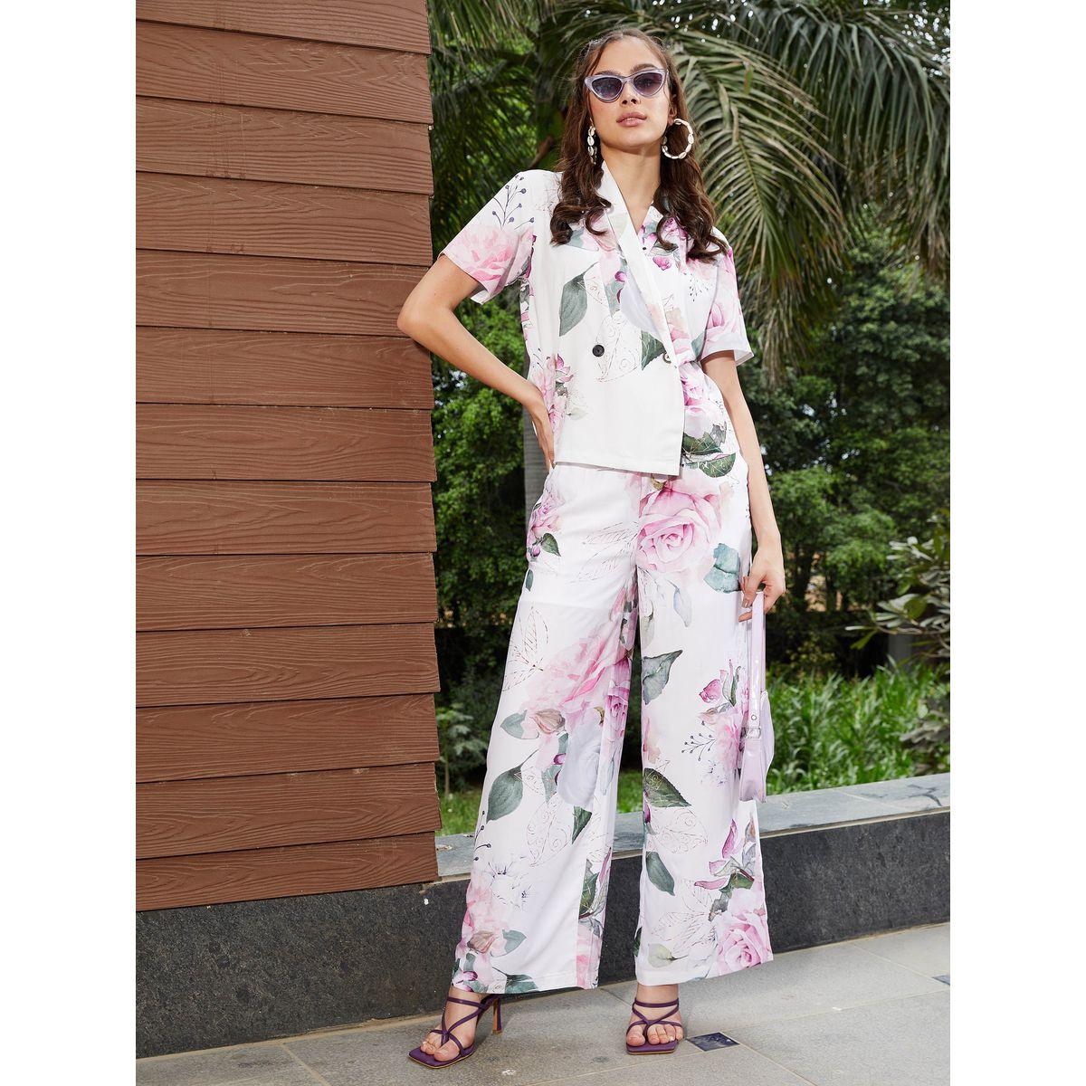 طقم منسق من بنطال مع بلوزة بنمط شال ساسافراس × ستايلي-women-clothing-coordsets-image-7