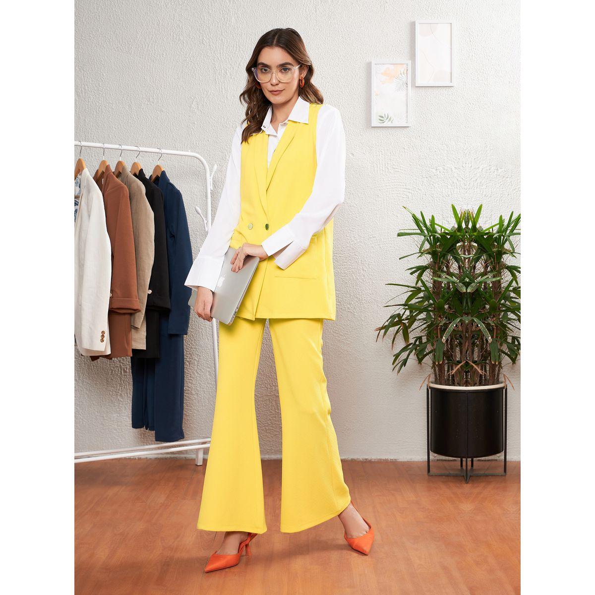 طقم منسق من بنطال وبليزر بلا اكمام مع جيوب ساسافراس × ستايلي-women-clothing-coordsets-image-1
