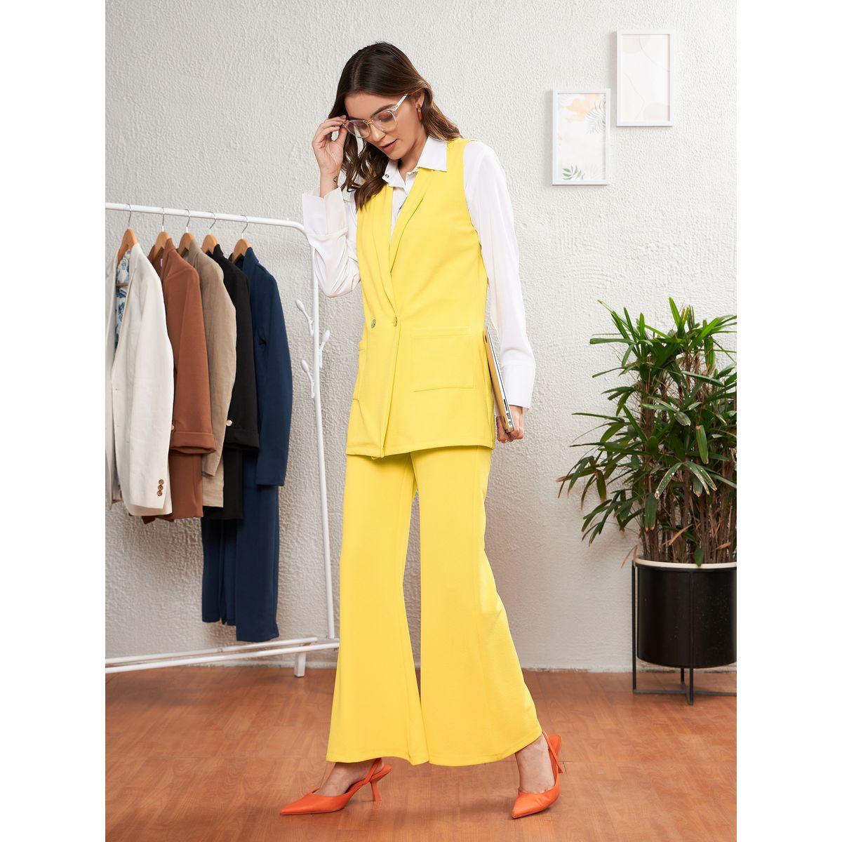 طقم منسق من بنطال وبليزر بلا اكمام مع جيوب ساسافراس × ستايلي-women-clothing-coordsets-image-2