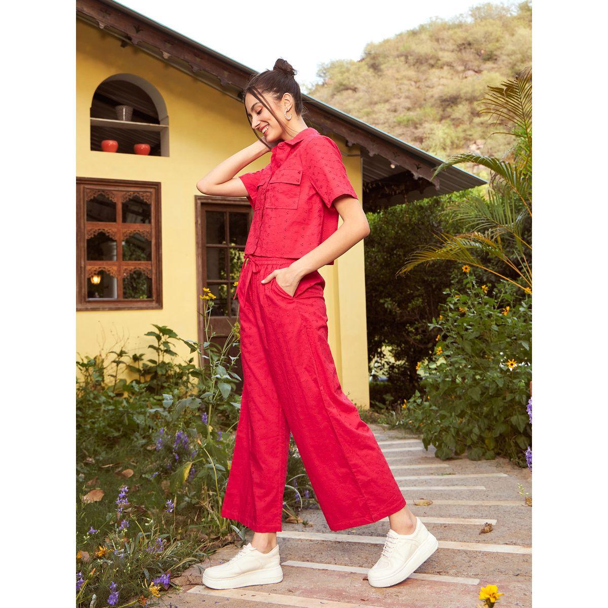 طقم منسق من بنطال بارجل واسعة مع بلوزة قصيرة ساسافراس × ستايلي-women-clothing-coordsets-image-3