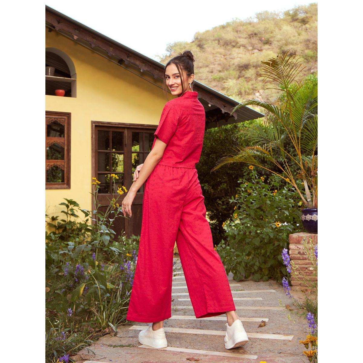 طقم منسق من بنطال بارجل واسعة مع بلوزة قصيرة ساسافراس × ستايلي-women-clothing-coordsets-image-6
