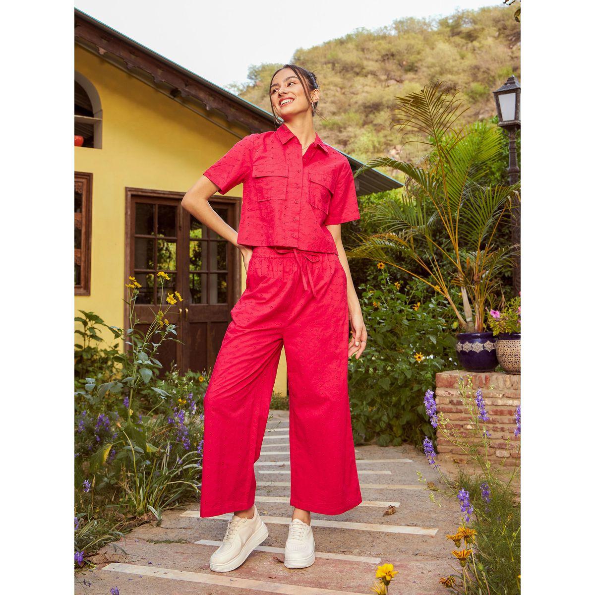 طقم منسق من بنطال بارجل واسعة مع بلوزة قصيرة ساسافراس × ستايلي-women-clothing-coordsets-image-8