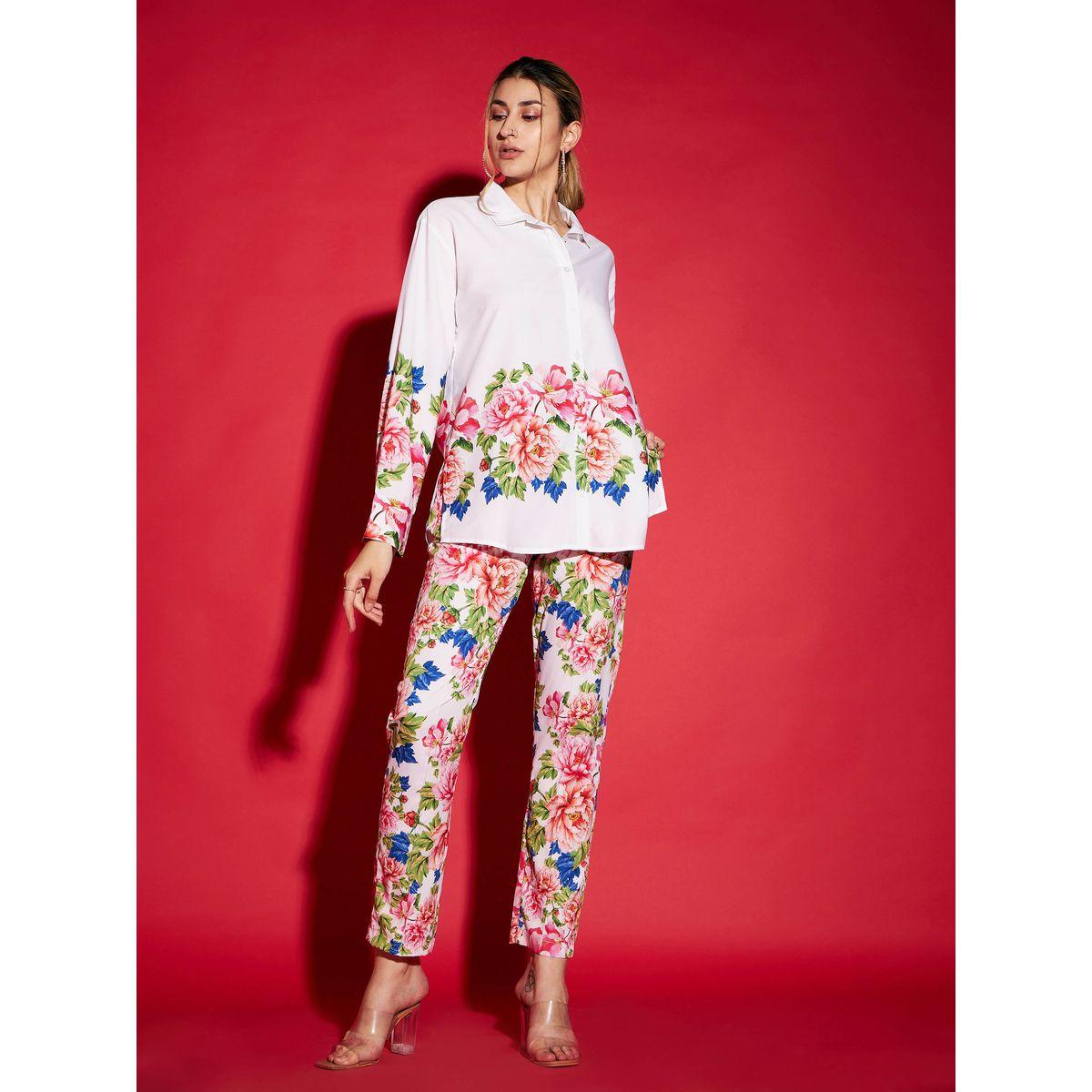 Sassafras X Styli  Floral Oversized Shirt & Tapered Pants Co-Ords-women-clothing-coordsets-image-1