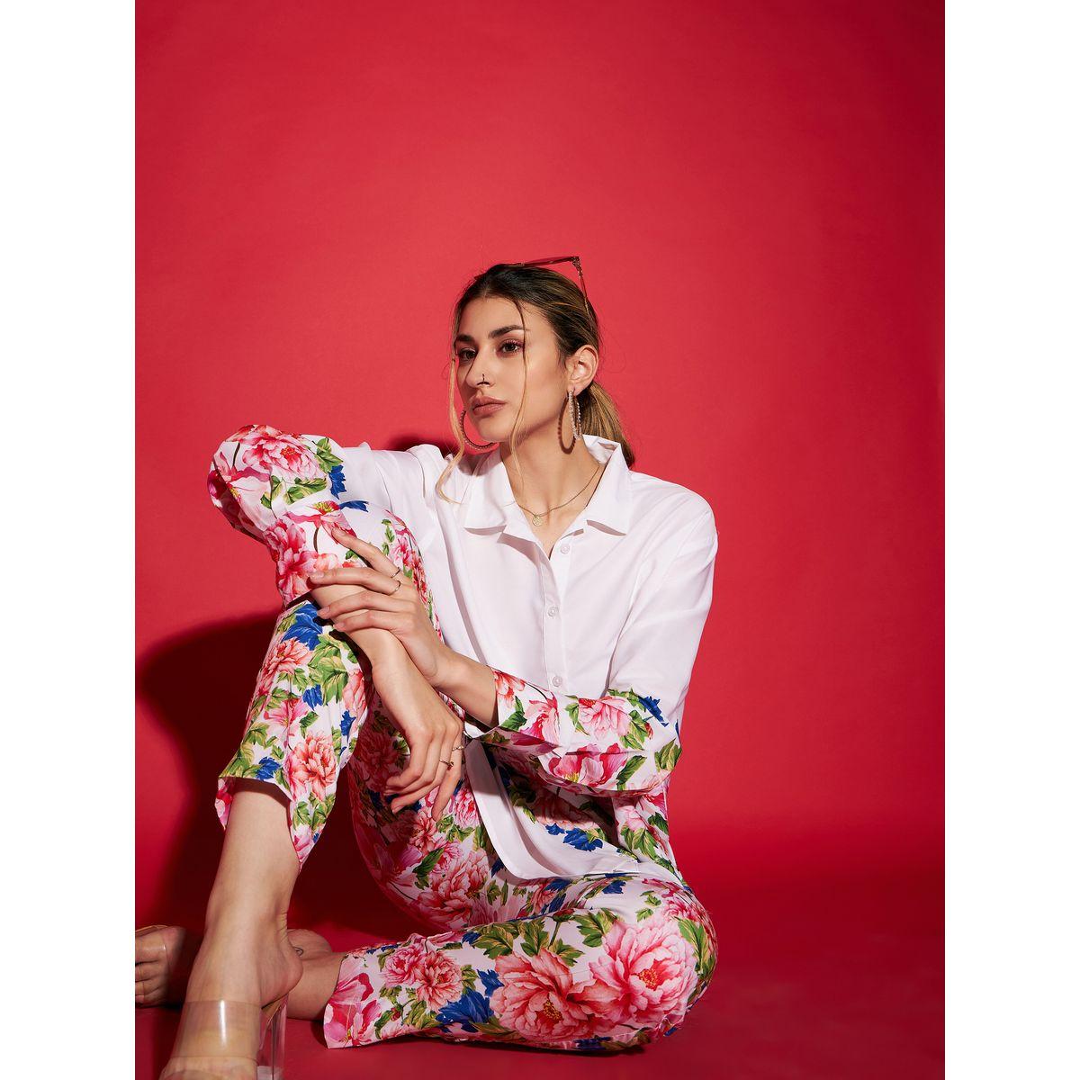 طقم منسق من بنطال بارجل مستدقة وبلوزة فضفاضة ساسافراس × ستايلي-women-clothing-coordsets-image-2