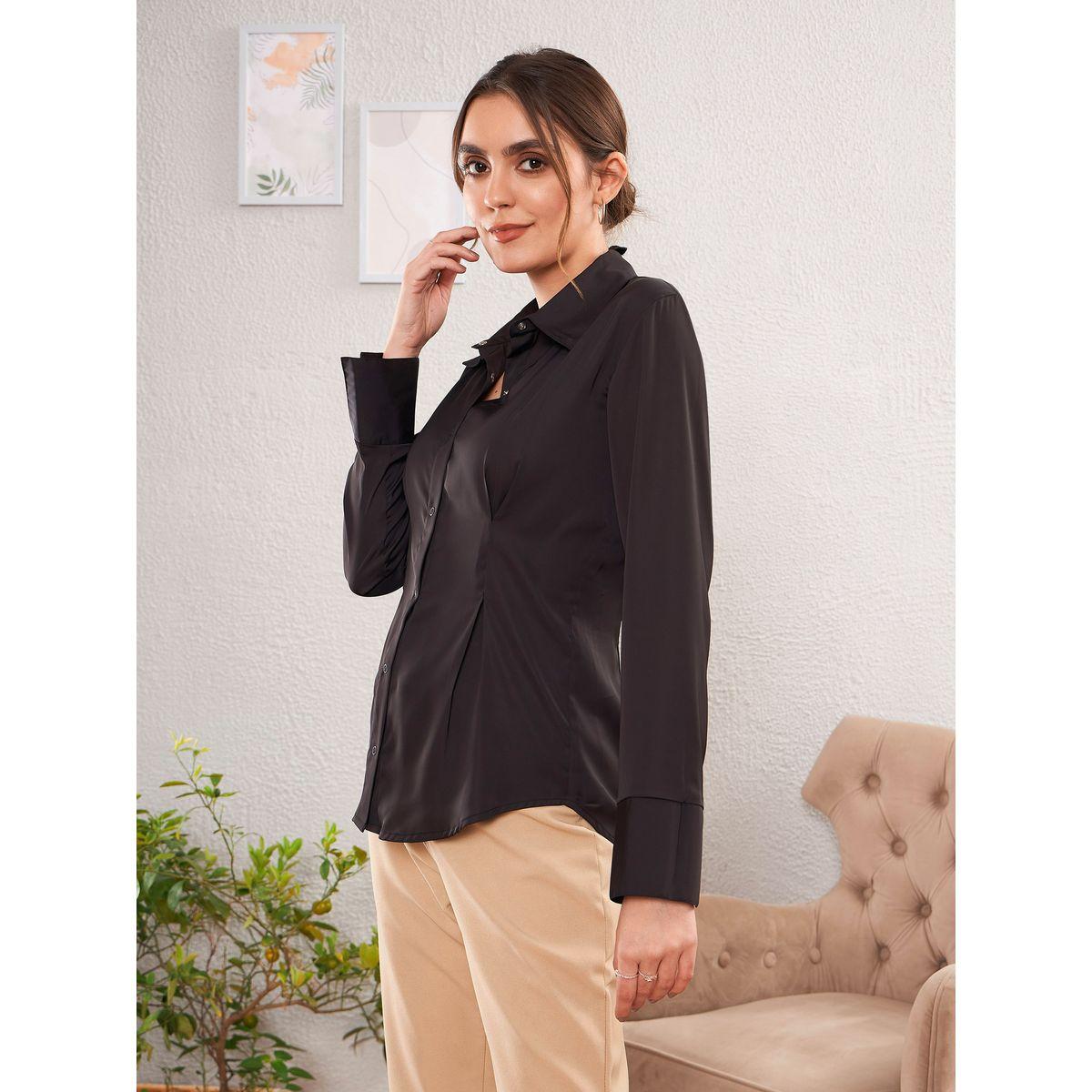 بلوزة بخصر ضيق مع تفاصيل محزوزة ساسافراس × ستايلي-women-clothing-shirtsandblouses-shirts-image-3