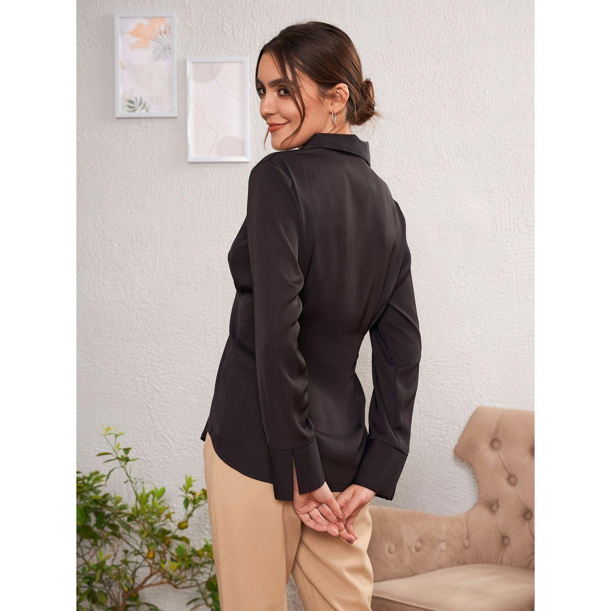 بلوزة بخصر ضيق مع تفاصيل محزوزة ساسافراس × ستايلي-women-clothing-shirtsandblouses-shirts-image-5
