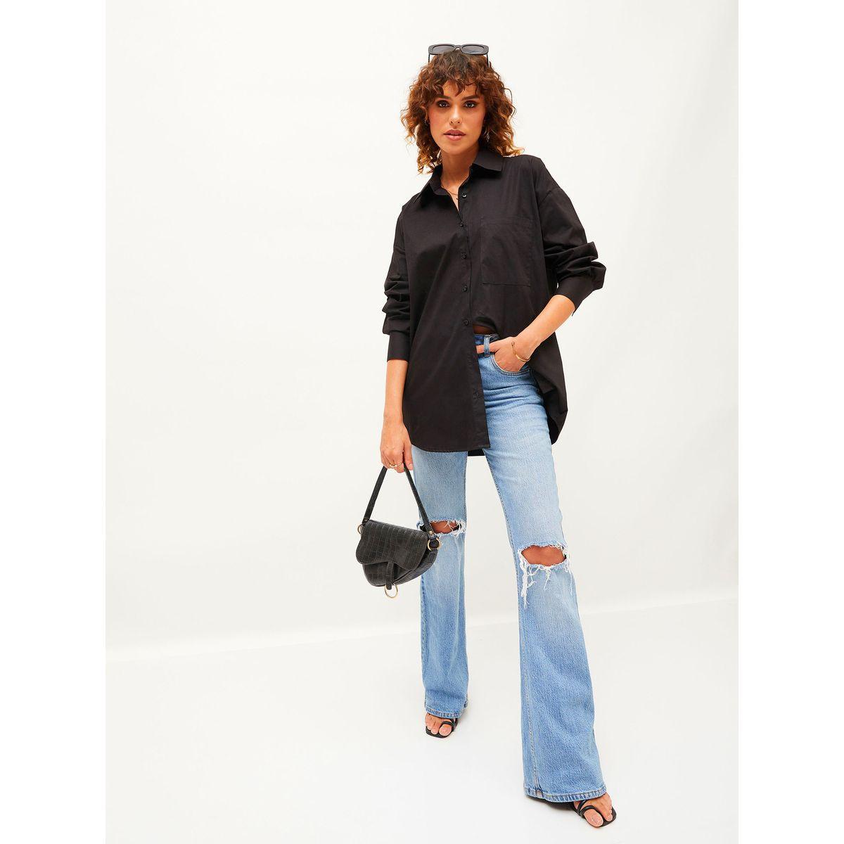 Sassafras X Styli  Oversized Shirt with Drop Shoulder Sleeves-women-clothing-shirtsandblouses-shirts-image-1