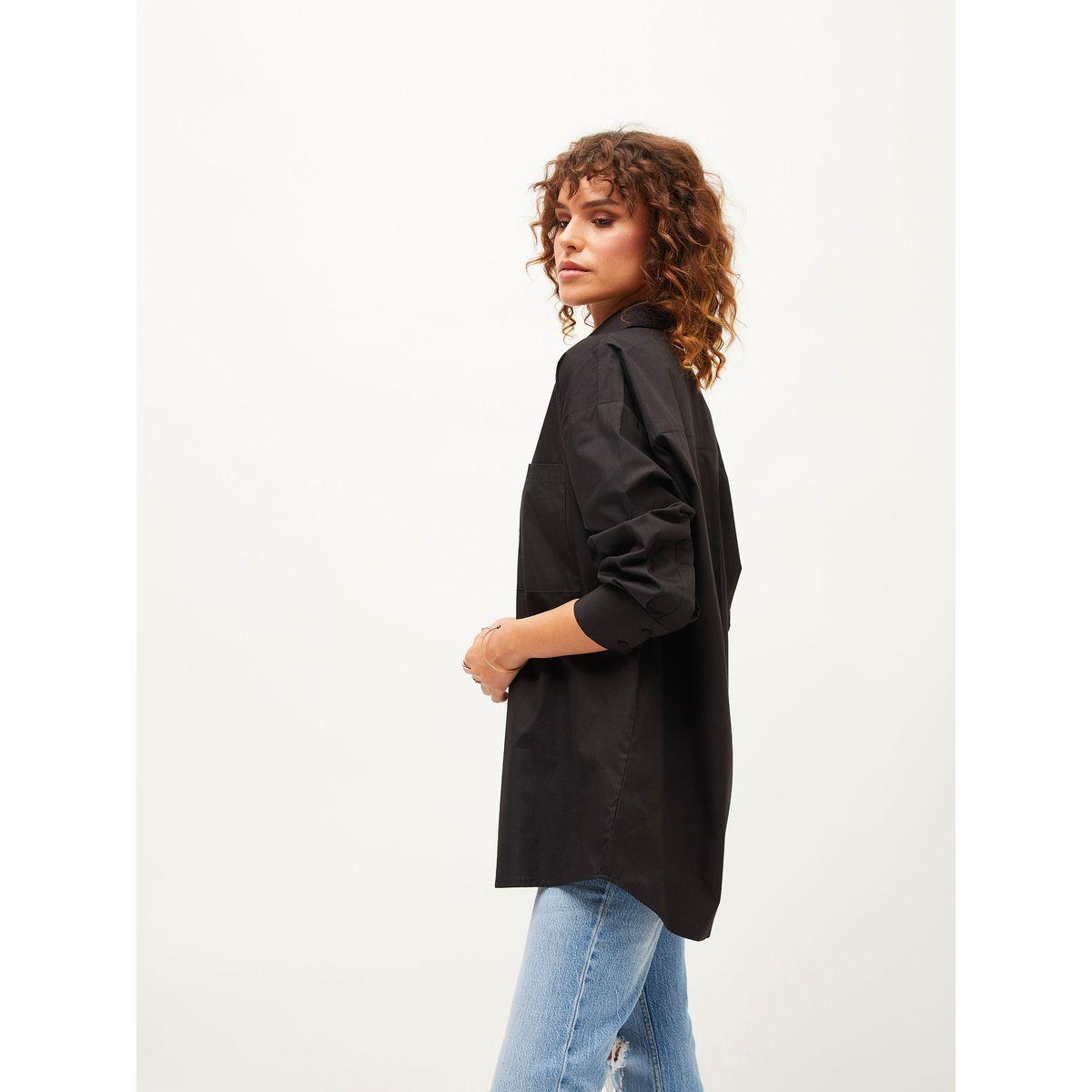 Sassafras X Styli  Oversized Shirt with Drop Shoulder Sleeves-women-clothing-shirtsandblouses-shirts-image-3