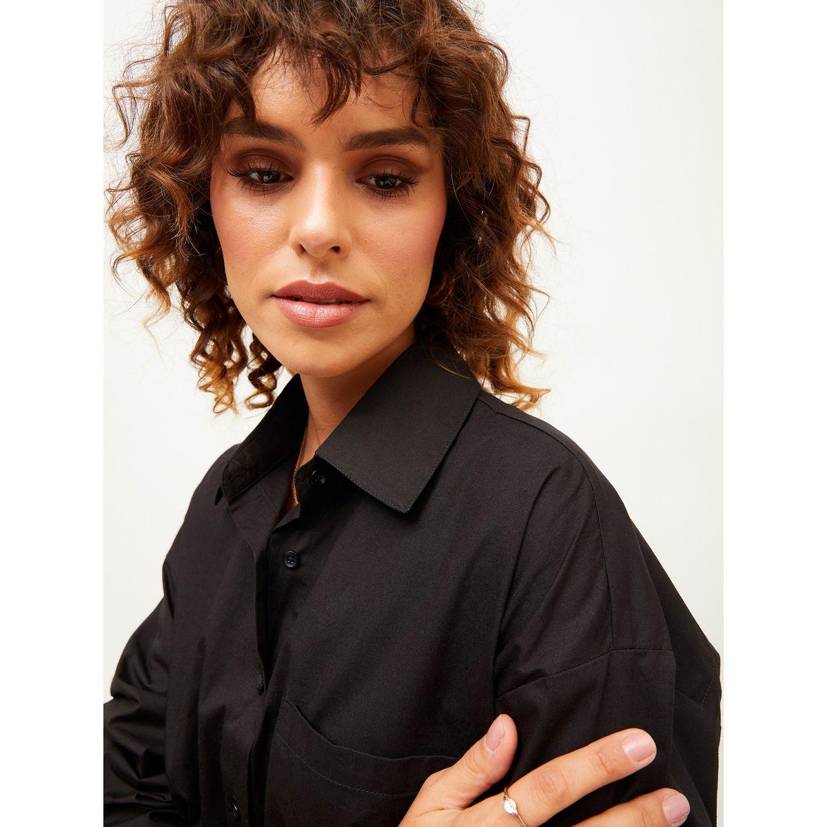 Sassafras X Styli  Oversized Shirt with Drop Shoulder Sleeves-women-clothing-shirtsandblouses-shirts-image-4