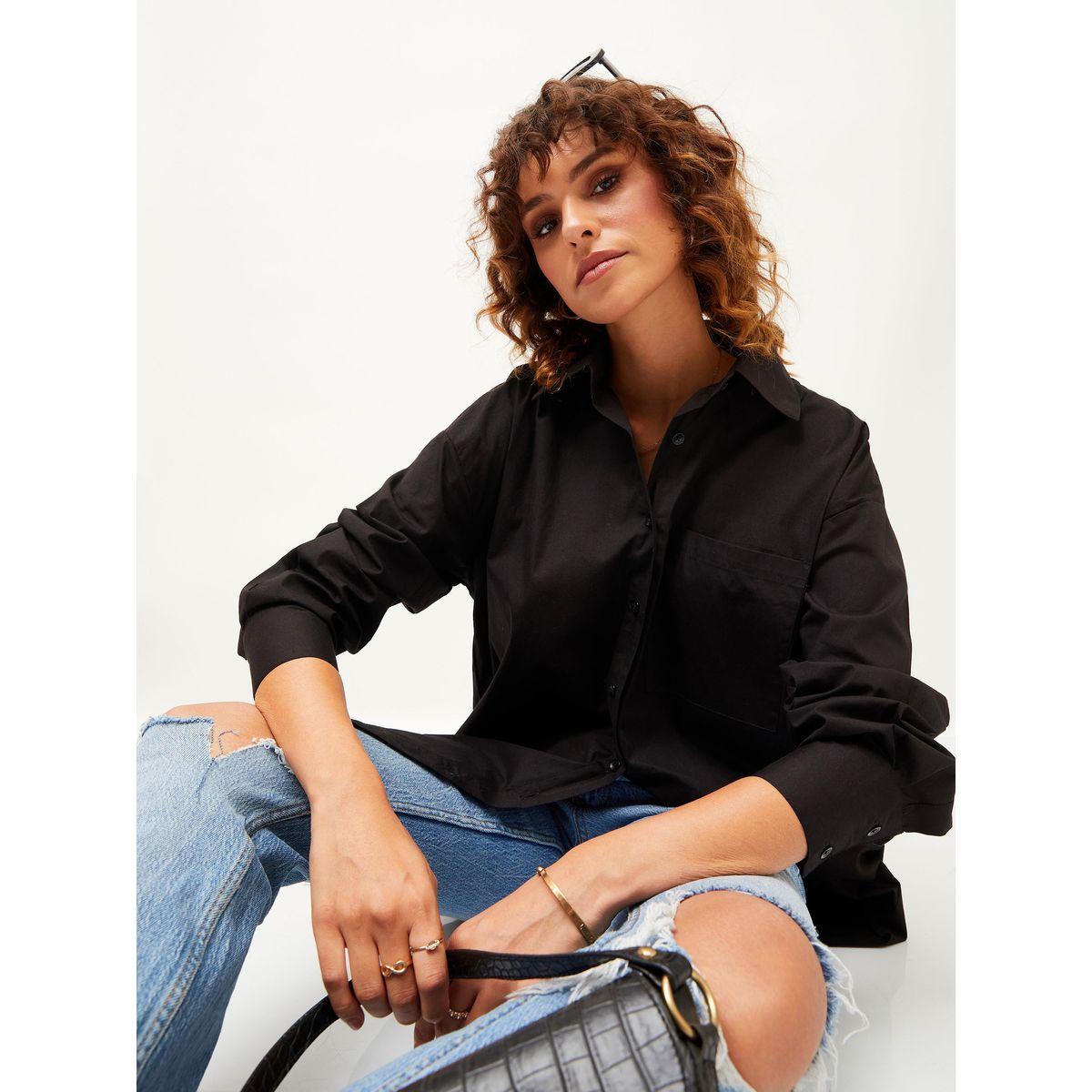 Sassafras X Styli  Oversized Shirt with Drop Shoulder Sleeves-women-clothing-shirtsandblouses-shirts-image-6