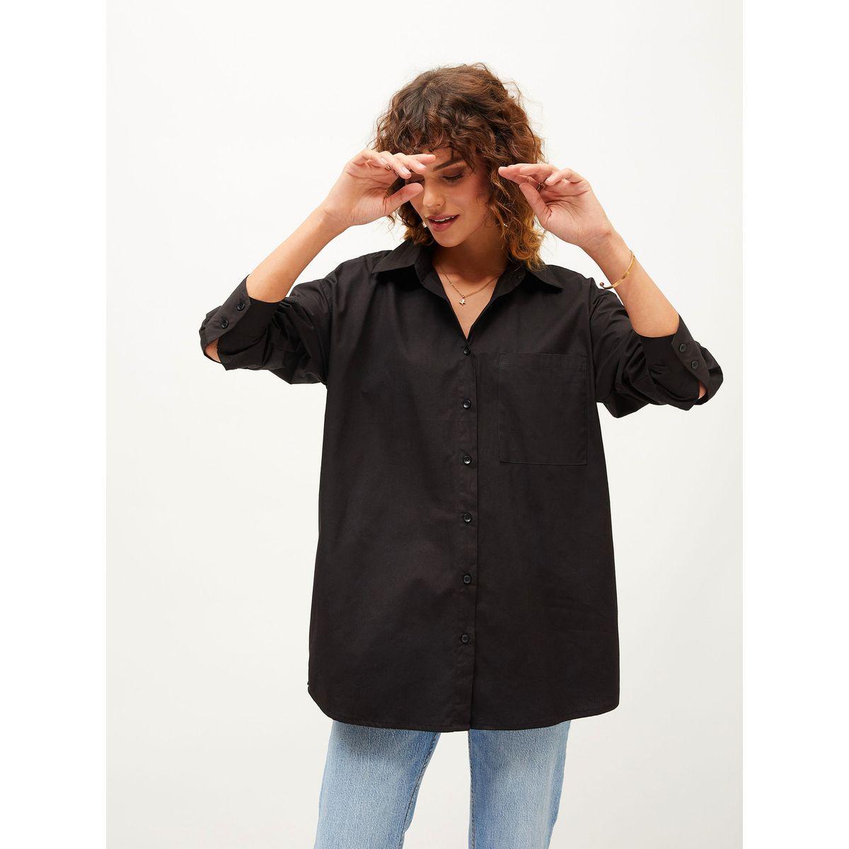 Sassafras X Styli  Oversized Shirt with Drop Shoulder Sleeves-women-clothing-shirtsandblouses-shirts-image-7