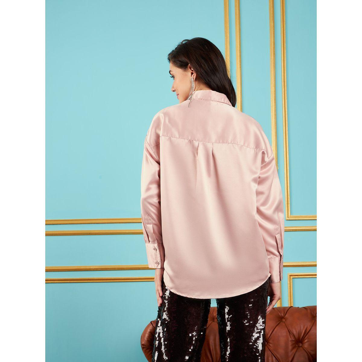 Sassafras X Styli  Chest Pocket Satin Shirt with Long Sleeves-women-clothing-shirtsandblouses-shirts-image-5