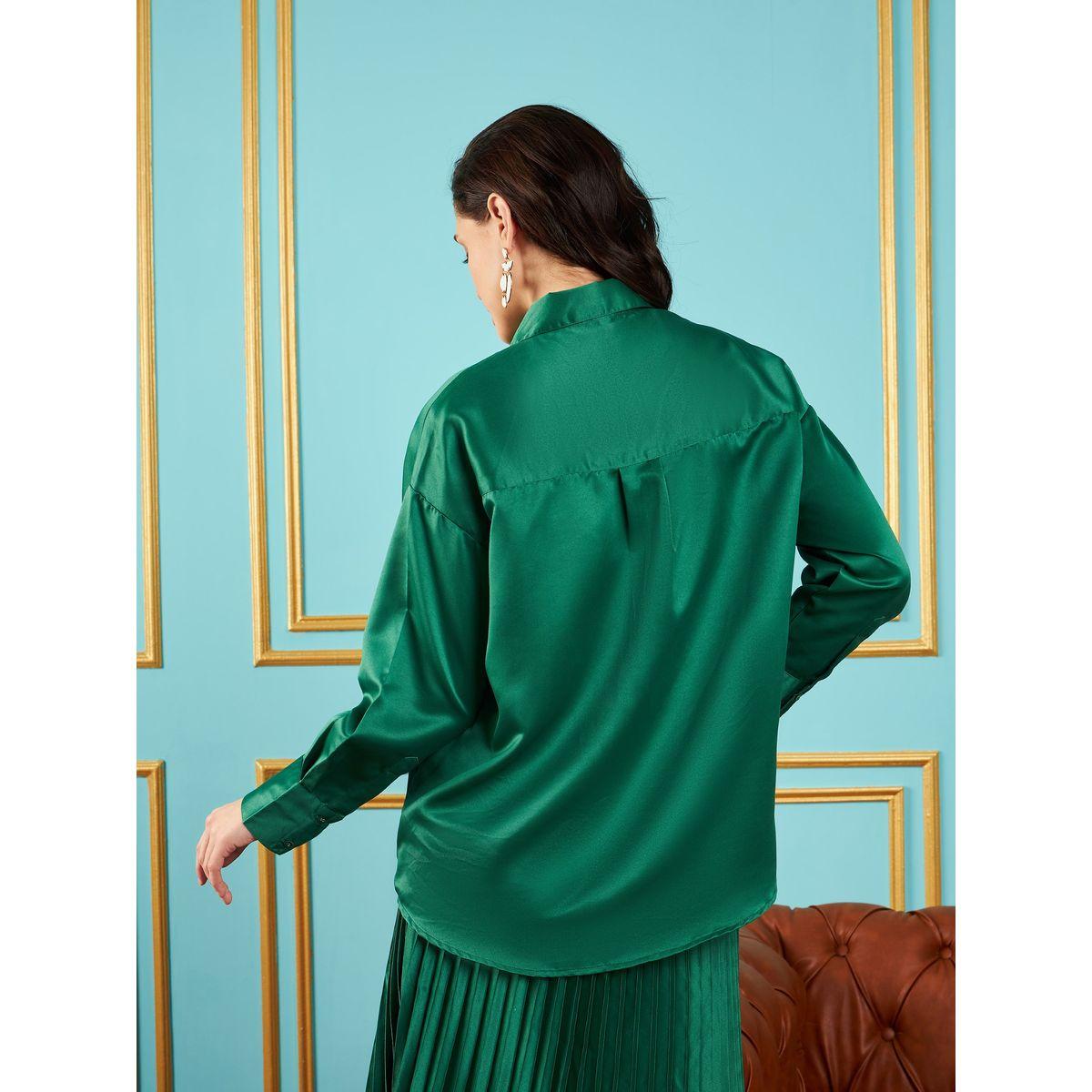 Sassafras X Styli  Chest Pocket Satin Shirt with Long Sleeves-women-clothing-shirtsandblouses-shirts-image-5
