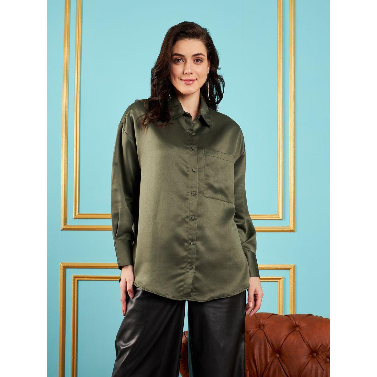 Sassafras X Styli  Chest Pocket Satin Shirt with Long Sleeves-women-clothing-shirtsandblouses-shirts-image-1