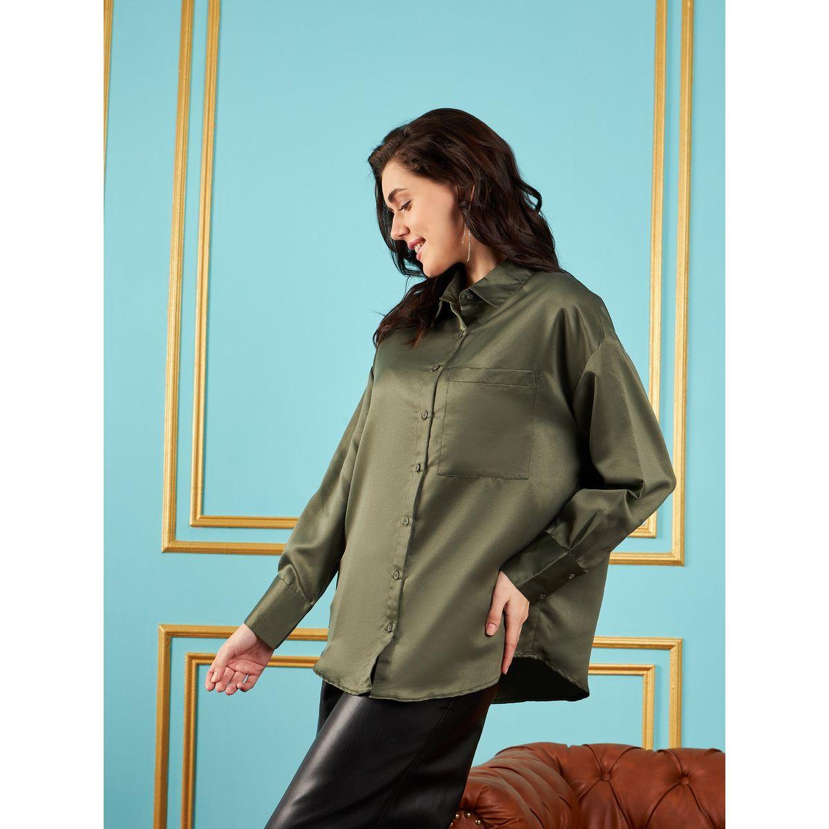 Sassafras X Styli  Chest Pocket Satin Shirt with Long Sleeves-women-clothing-shirtsandblouses-shirts-image-3