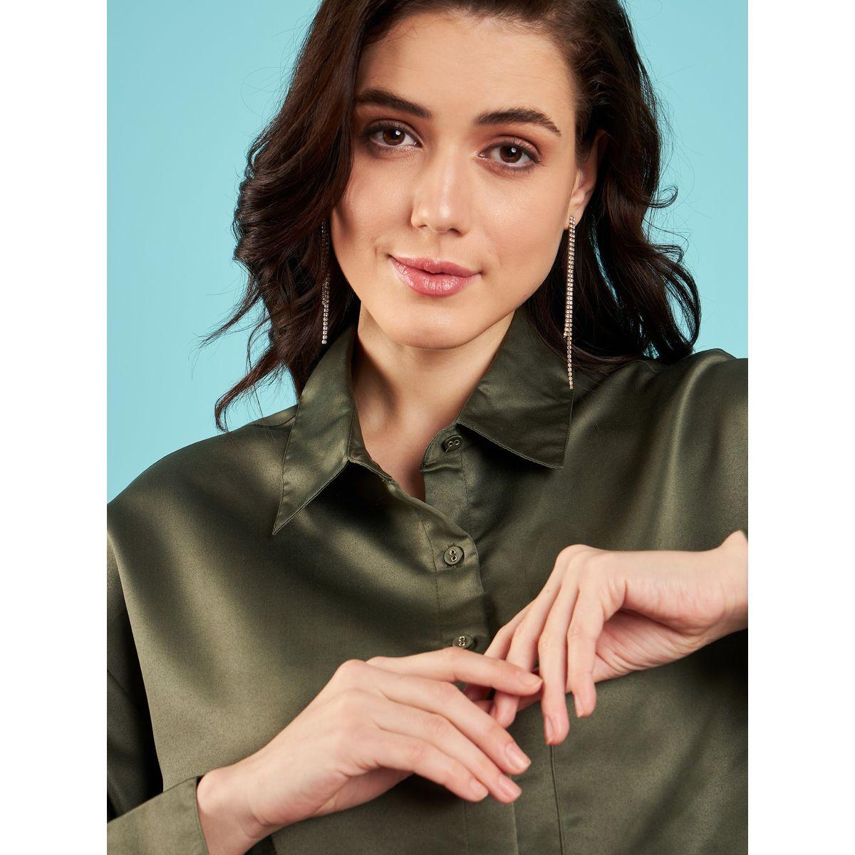 Sassafras X Styli  Chest Pocket Satin Shirt with Long Sleeves-women-clothing-shirtsandblouses-shirts-image-4