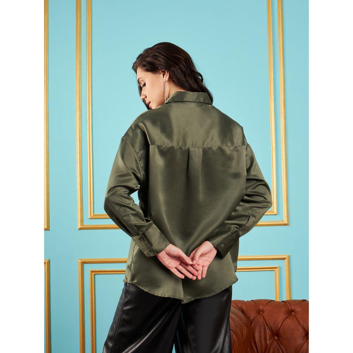 Sassafras X Styli  Chest Pocket Satin Shirt with Long Sleeves-women-clothing-shirtsandblouses-shirts-image-5