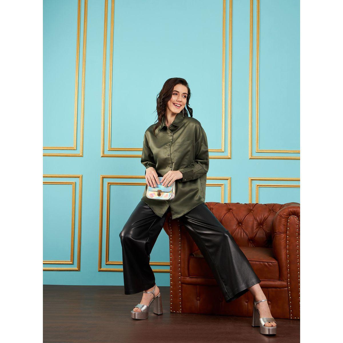 Sassafras X Styli  Chest Pocket Satin Shirt with Long Sleeves-women-clothing-shirtsandblouses-shirts-image-6