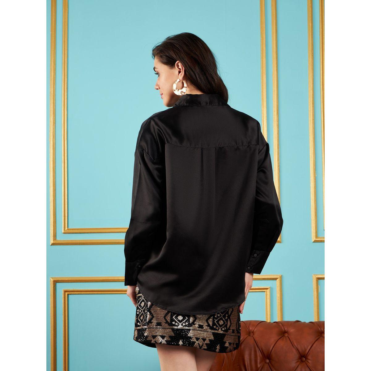 Sassafras X Styli  Chest Pocket Satin Shirt with Long Sleeves-women-clothing-shirtsandblouses-shirts-image-5