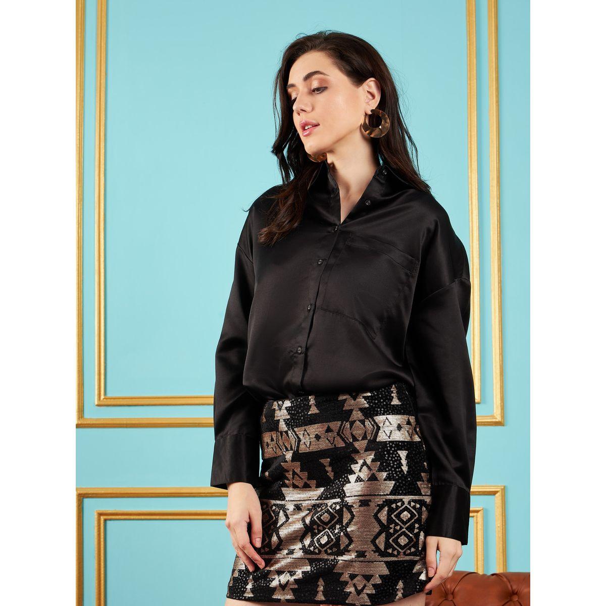 Sassafras X Styli  Chest Pocket Satin Shirt with Long Sleeves-women-clothing-shirtsandblouses-shirts-image-7