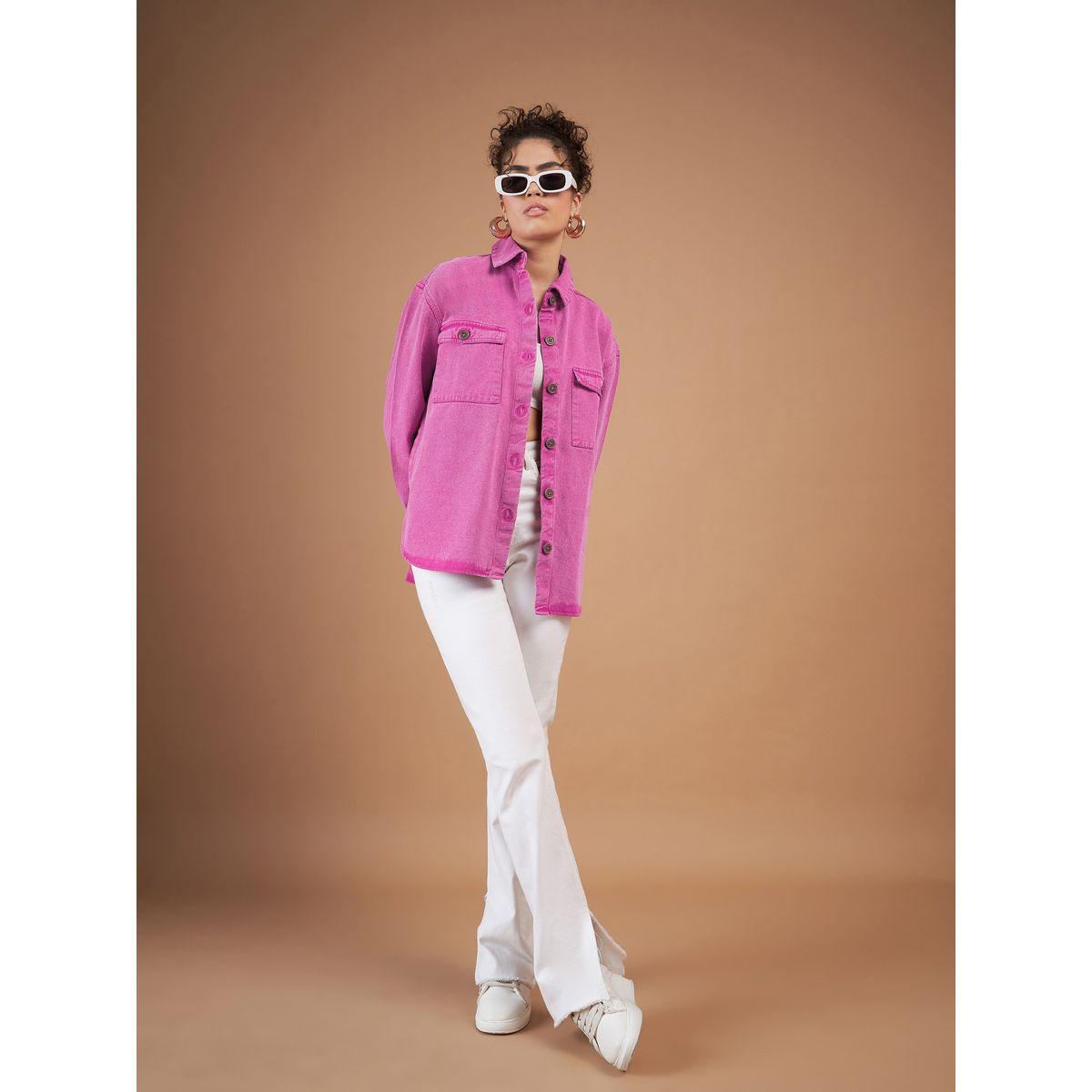 Sassafras X Styli  Washed Denim Shacket with Flap Pocket-women-winterwear-coatsandjackets-jackets-image-2