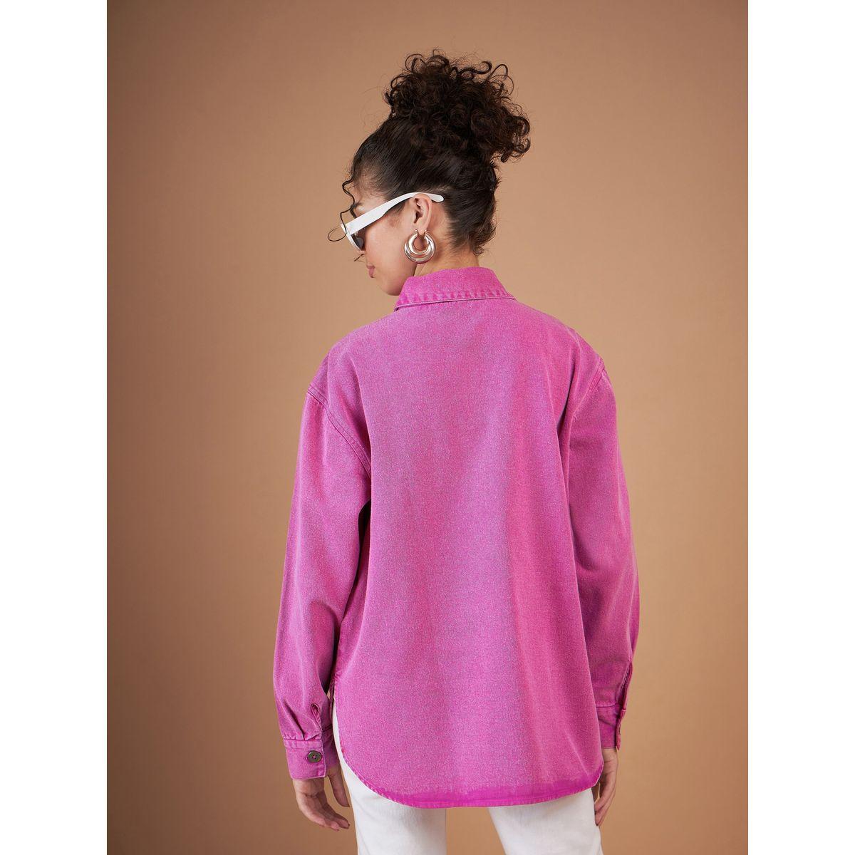 Sassafras X Styli  Washed Denim Shacket with Flap Pocket-women-winterwear-coatsandjackets-jackets-image-5