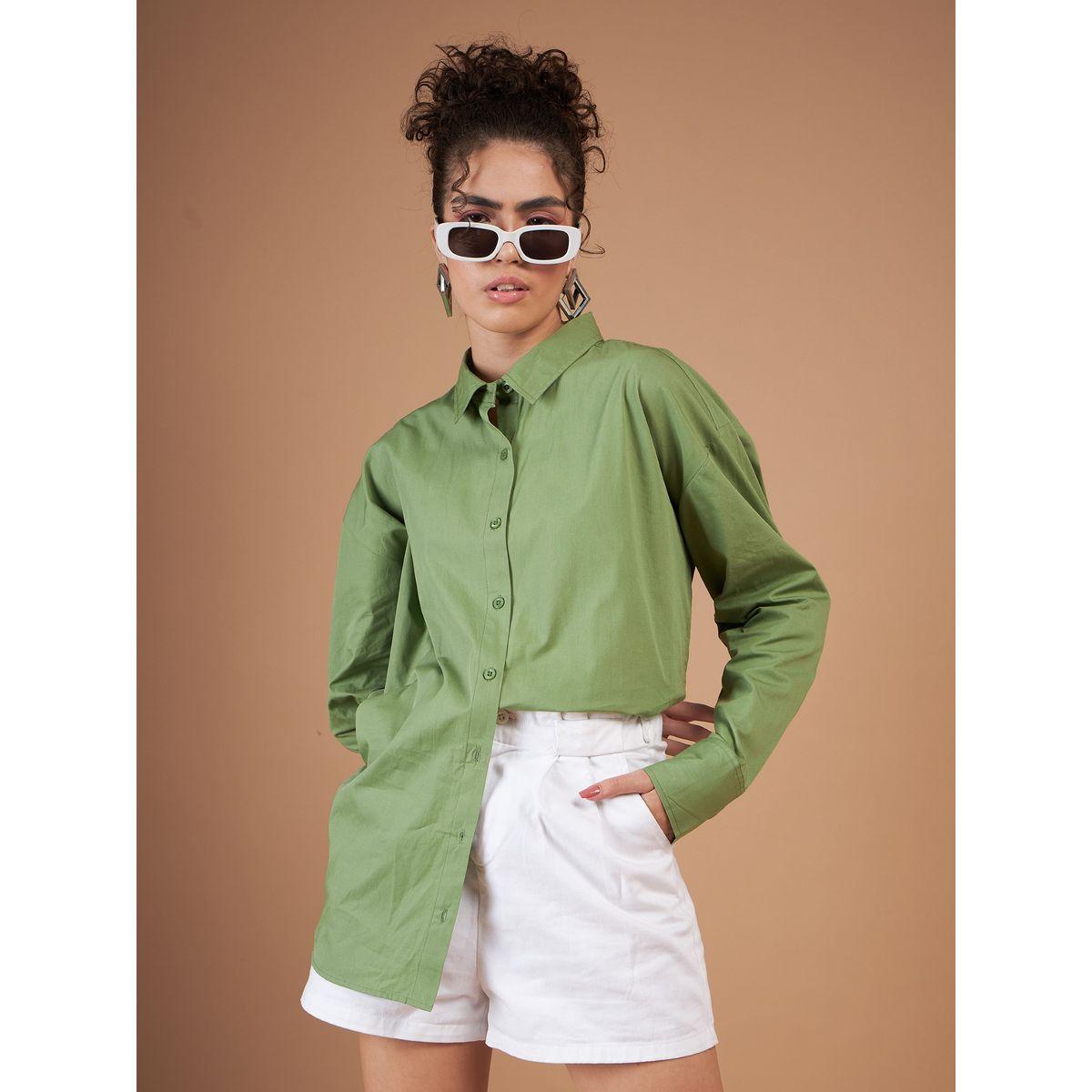 Sassafras X Styli  Oversized Solid Shirt with Drop Shoulder Sleeves-women-clothing-shirtsandblouses-shirts-image-2