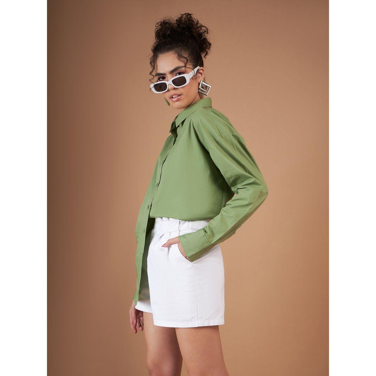 Sassafras X Styli  Oversized Solid Shirt with Drop Shoulder Sleeves-women-clothing-shirtsandblouses-shirts-image-3