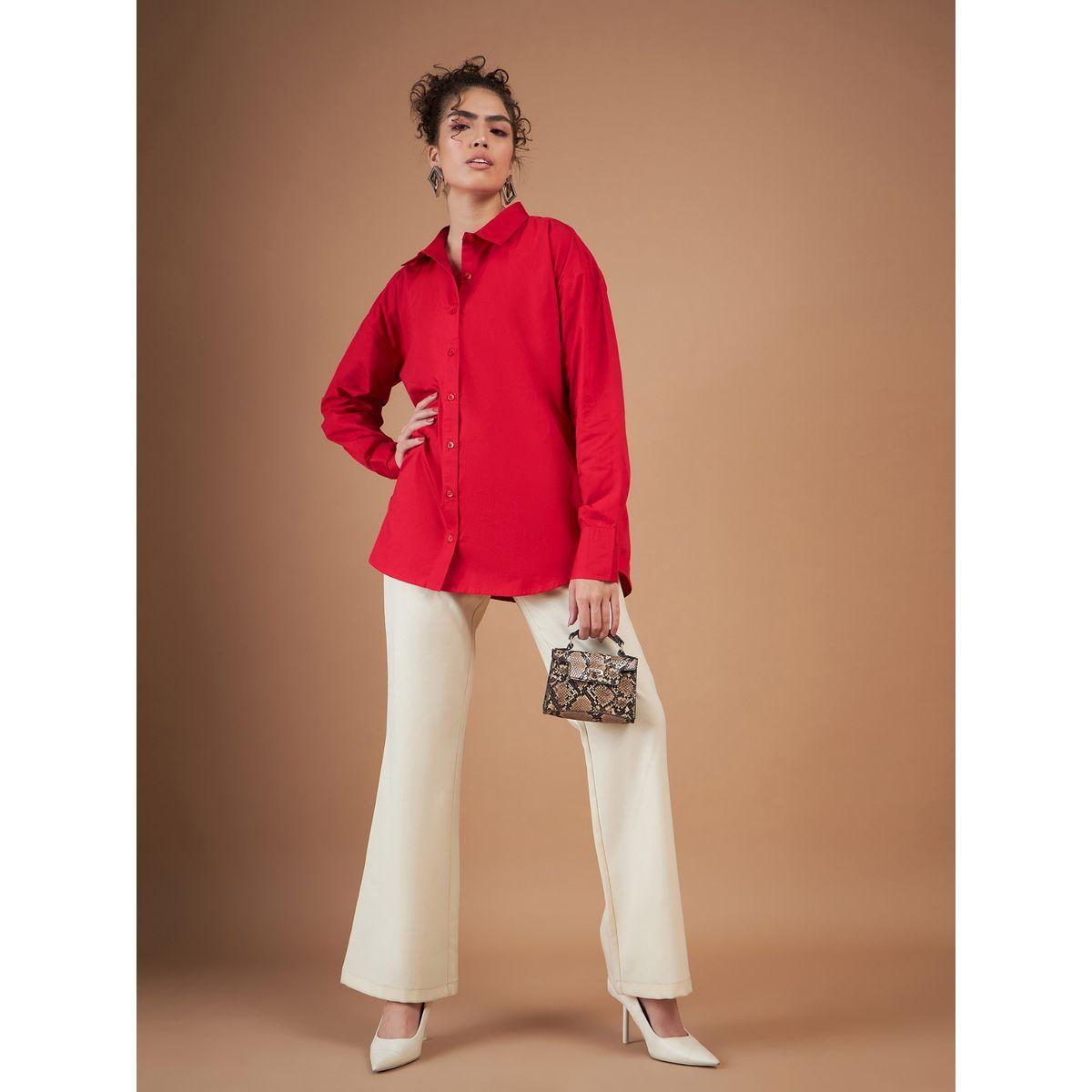 Sassafras X Styli  Oversized Solid Shirt with Long Sleeves-women-clothing-shirtsandblouses-shirts-image-2