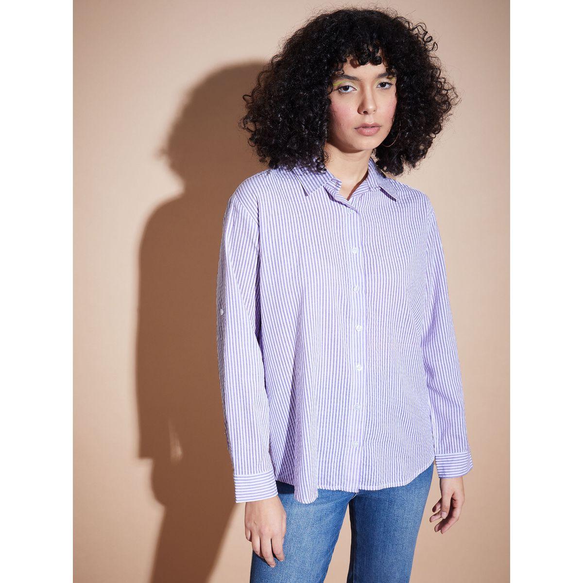 بلوزة بتفاصيل بارزة الملمس مع اكمام بطية ساسافراس × ستايلي-women-clothing-shirtsandblouses-shirts-image-1