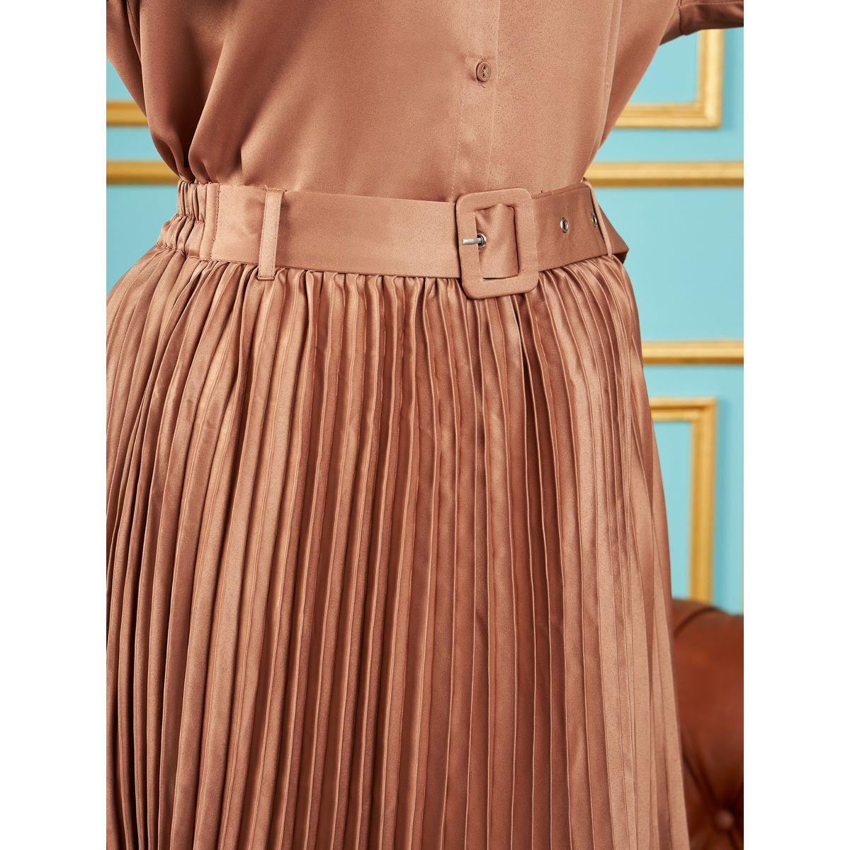 تنورة ميدي ساتان بكسرات ساسافراس × ستايلي-women-clothing-bottoms-skirts-image-3