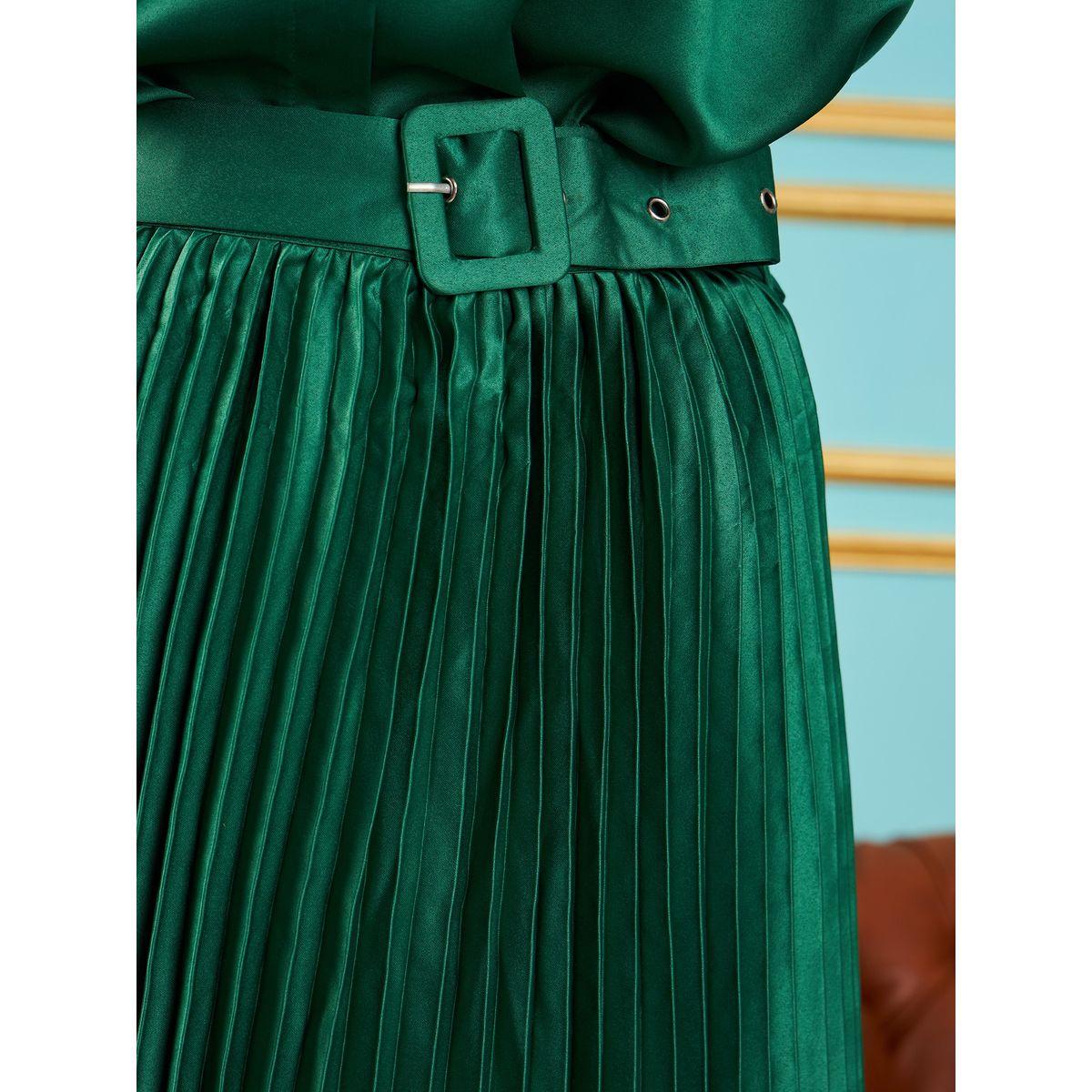 تنورة ساتان بكسرات مع حزام خصر ساسافراس × ستايلي-women-clothing-bottoms-skirts-image-4