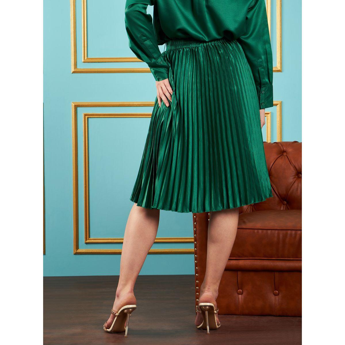 Sassafras X Styli  Pleated Satin Skirt with Belt-women-clothing-bottoms-skirts-image-5