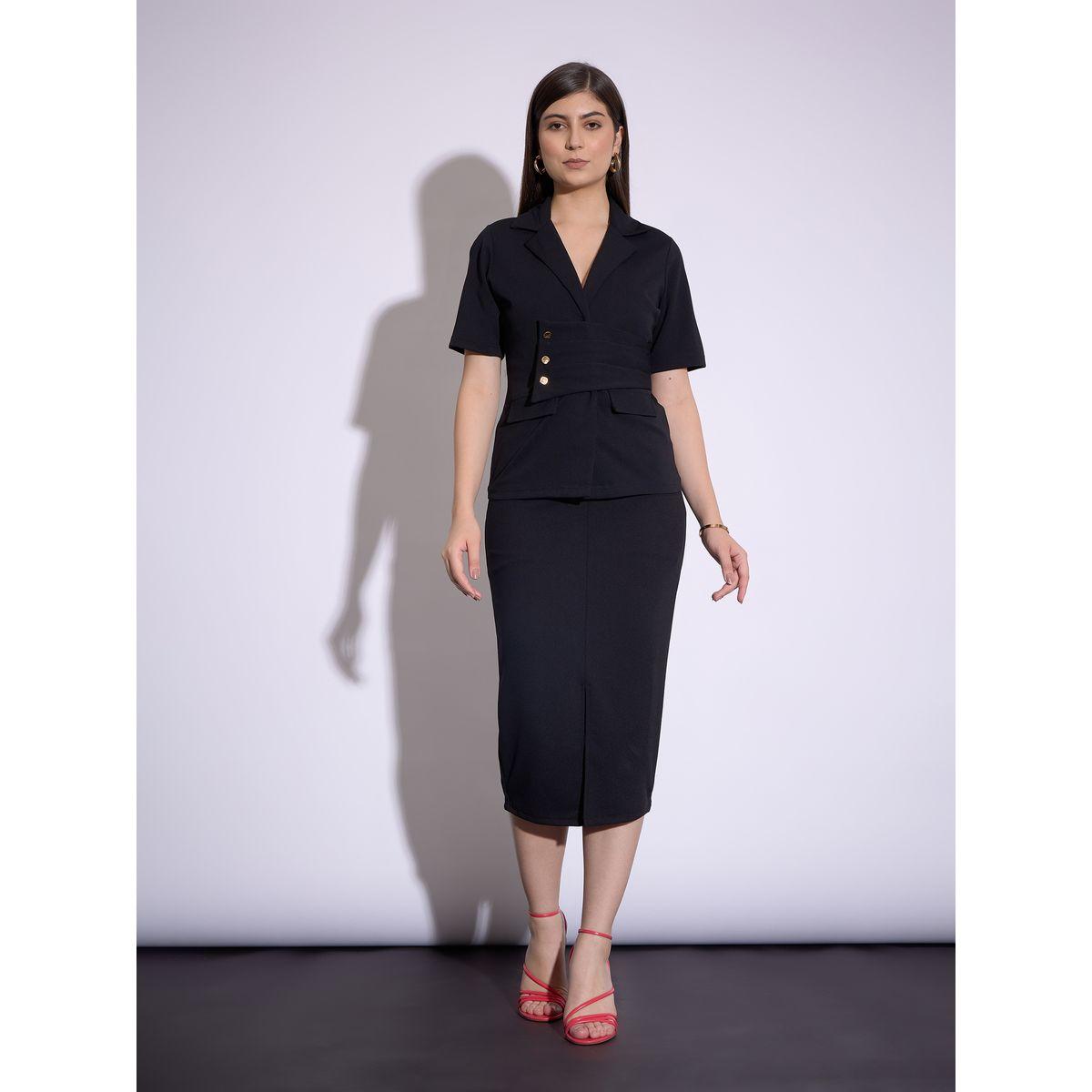 Sassafras X Styli  Front Slit Midi Skirt with Belt Loops-women-clothing-bottoms-skirts-image-7