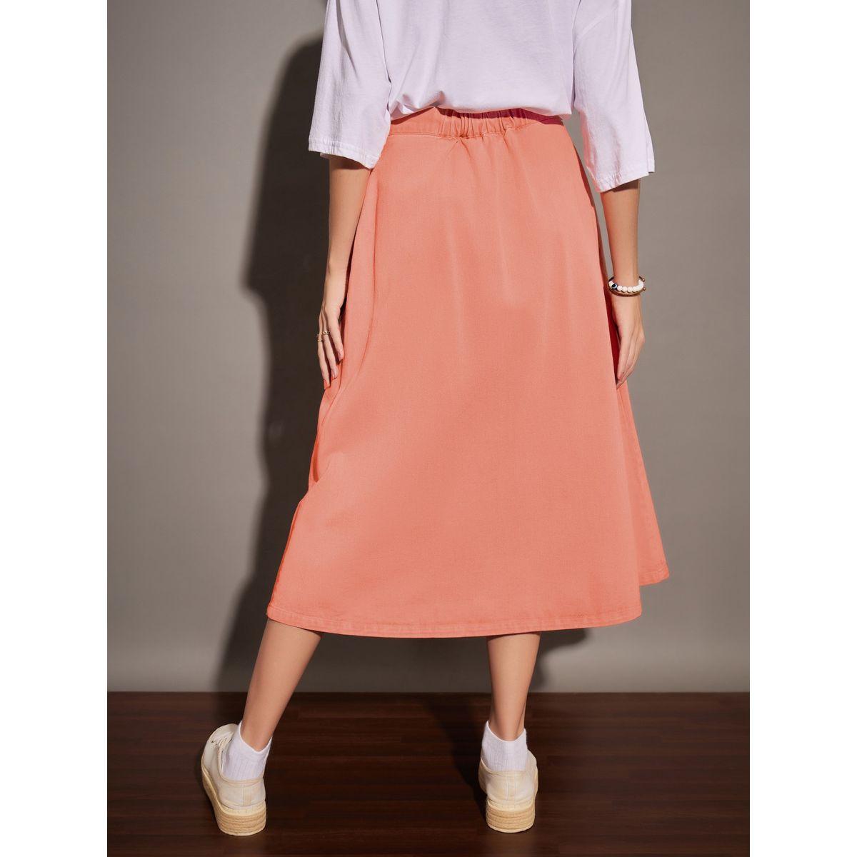 تنورة دنيم بتفاصيل مشطوفة ساسافراس × ستايلي-women-clothing-bottoms-skirts-image-5