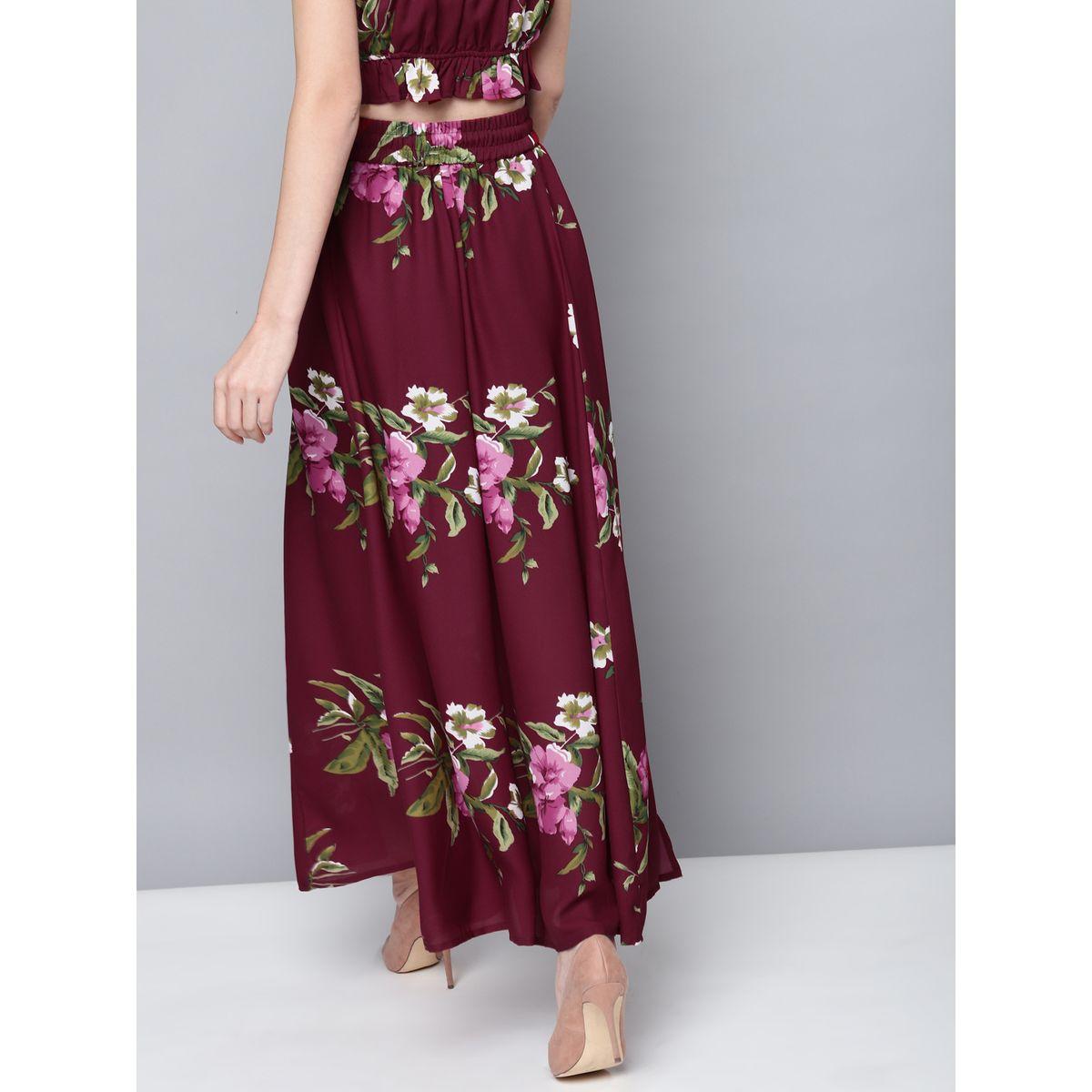 تنورة طويلة مطبعة بزهور مع شق امامي ساسافراس × ستايلي-women-clothing-bottoms-skirts-image-3