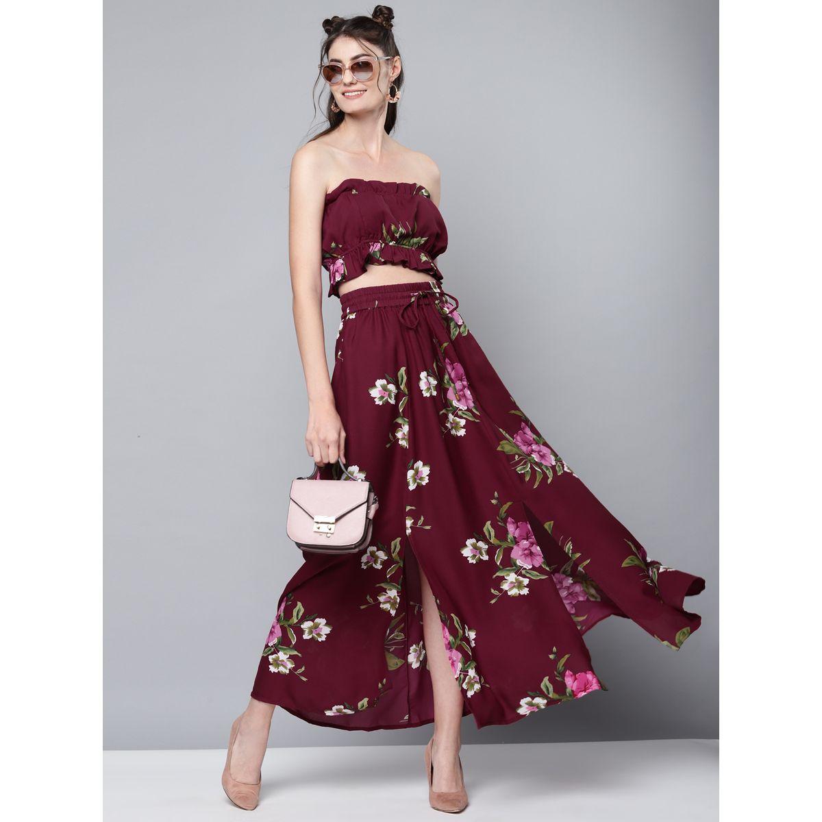 Sassafras X Styli  Floral Print Front Slit Drawstring Maxi Skirt-women-clothing-bottoms-skirts-image-4