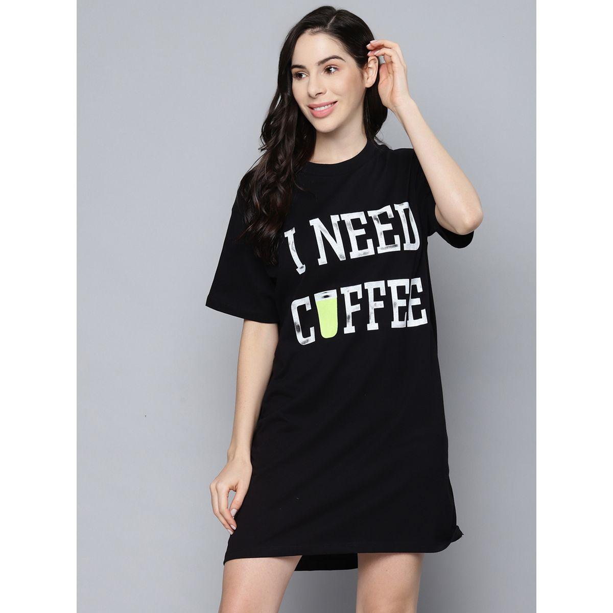 قميص نوم مطبع بكتابة مع اكمام قصيرة ساسافراس × ستايلي-women-clothing-nightwear-nighties-image-1