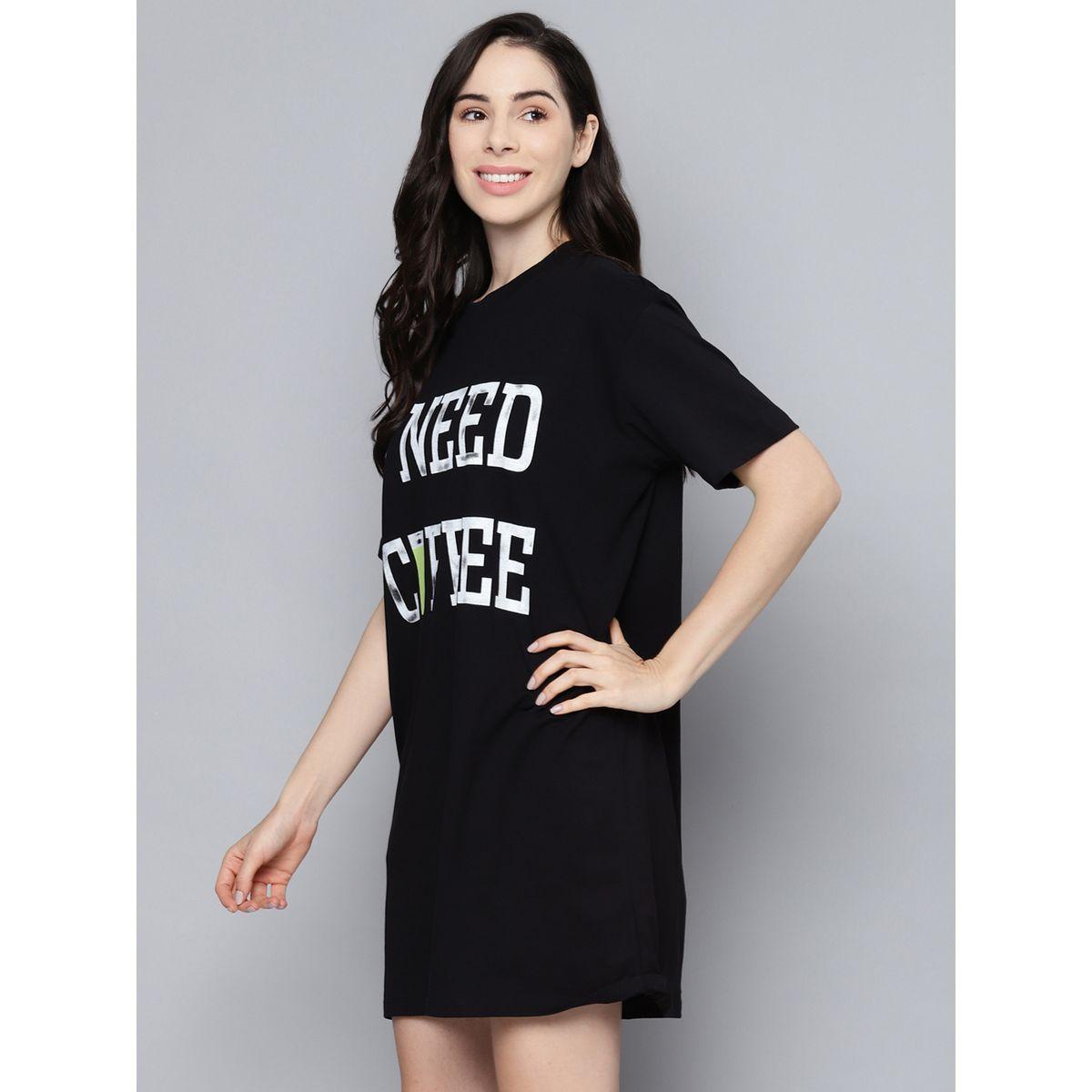 قميص نوم مطبع بكتابة مع اكمام قصيرة ساسافراس × ستايلي-women-clothing-nightwear-nighties-image-2