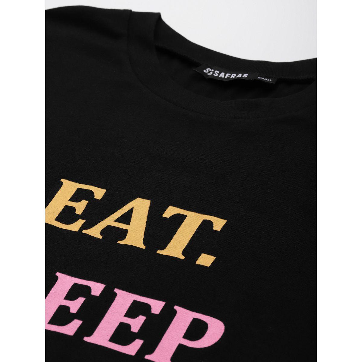 Sassafras X Styli  Eat Sleep Nap Repeat Slogan Print Sleep T-Shirt Dress-women-clothing-nightwear-nighties-image-5